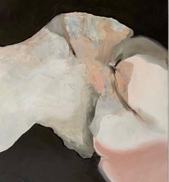 Odysseus' Muse: contemporary abstract oil on canvas painting w/ two figures