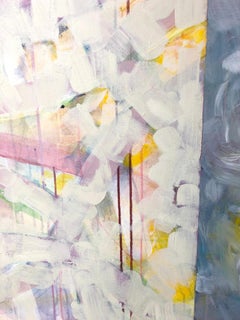 Parallel Universes: large contemporary abstract painting w/ gray, white & pink