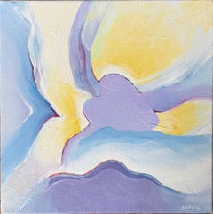 REM: quadro astratto surrealista su tela con colori pastello - blu, giallo, viola