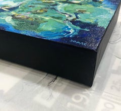 Rime of the Ancient Mariner: contemporary abstract painting w/ blue & green