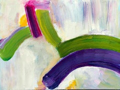 The Invention of Steam: abstract painting in green, purple & violet pastels 