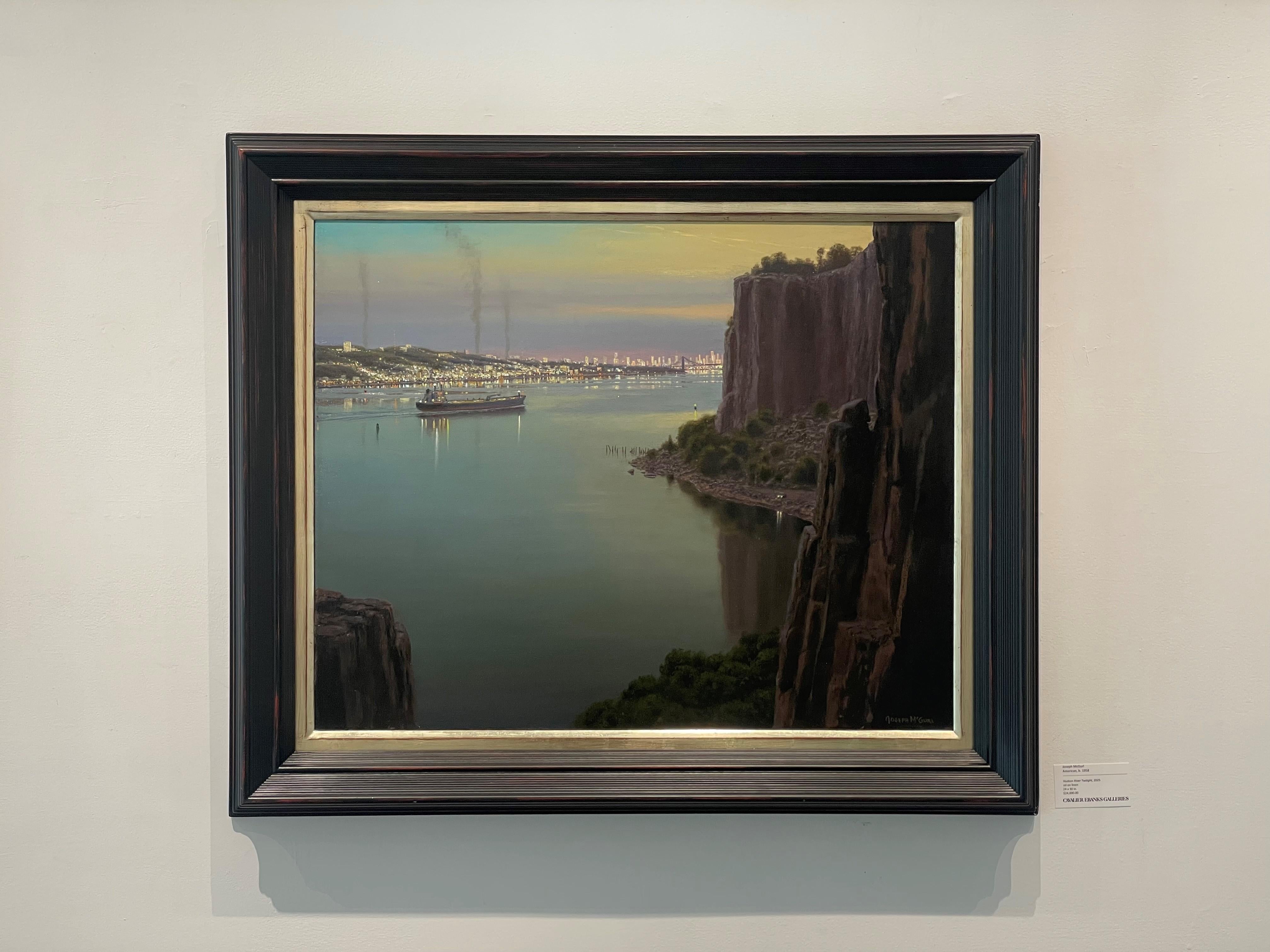 Hudson River Twilight - Painting de Joseph McGurl