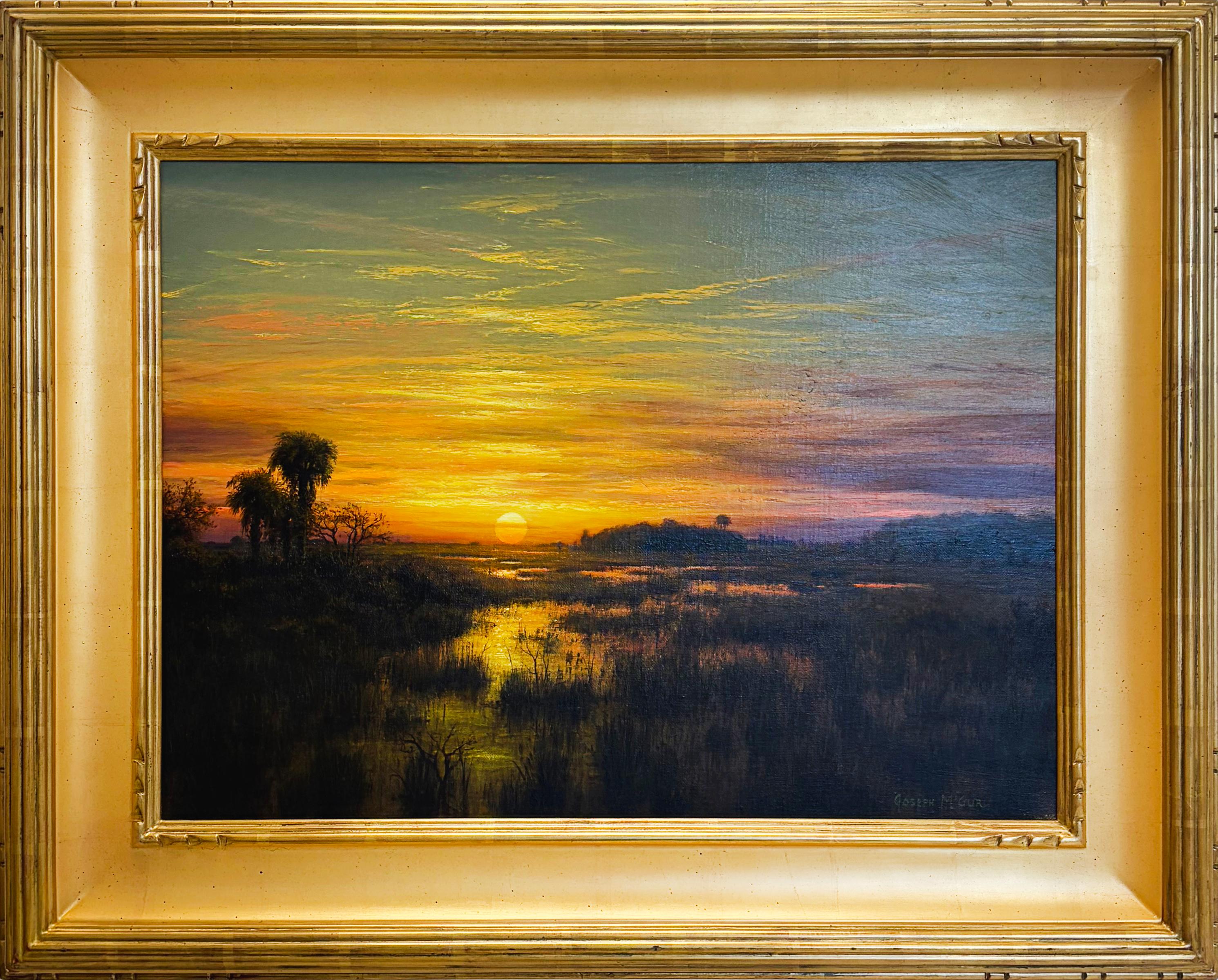 Pintura paisajística, representación paisajística «Within Everglades-Sunset», de Joseph McGurl