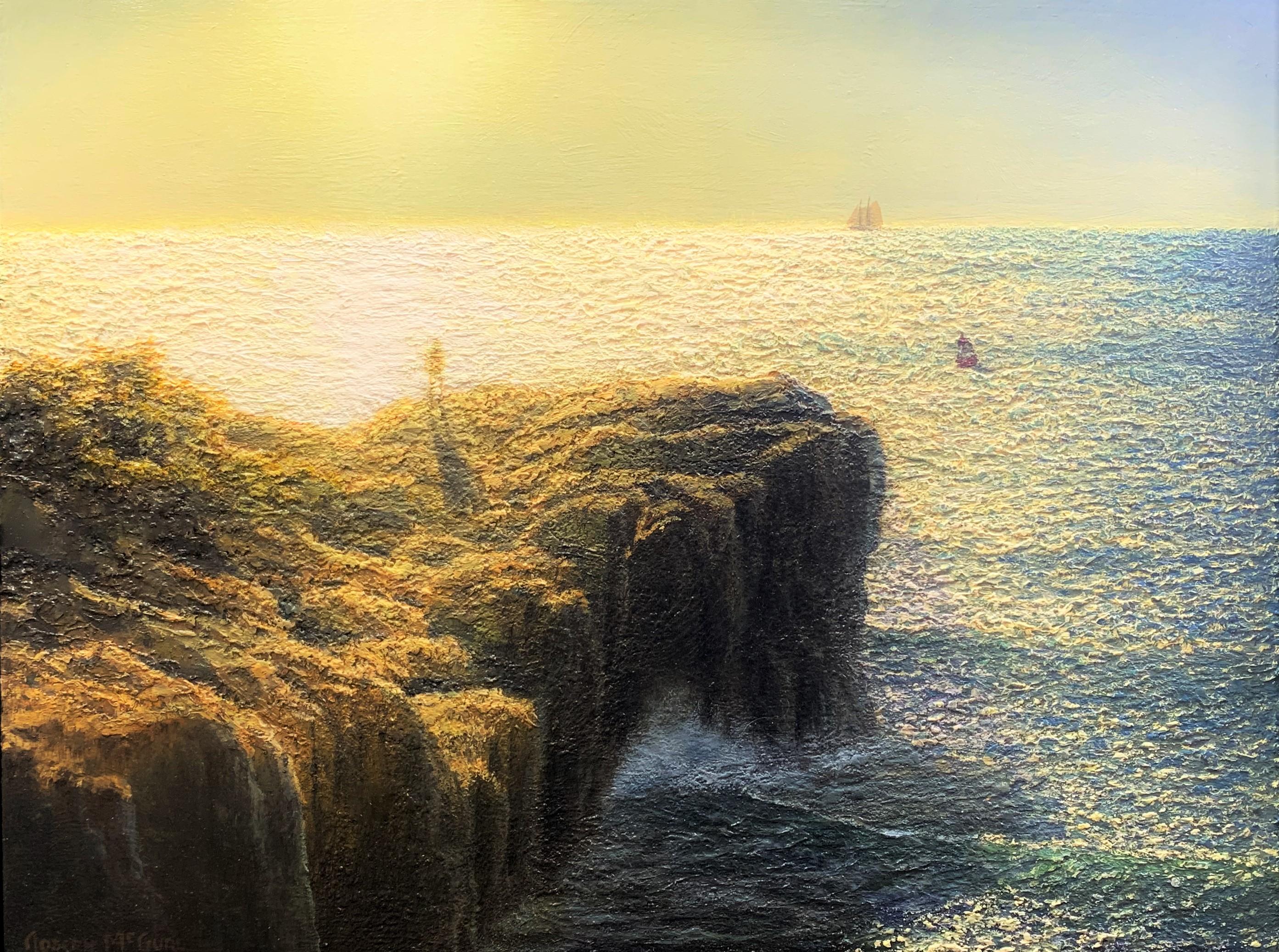 Joseph McGurl Landscape Painting - Man Against Sun