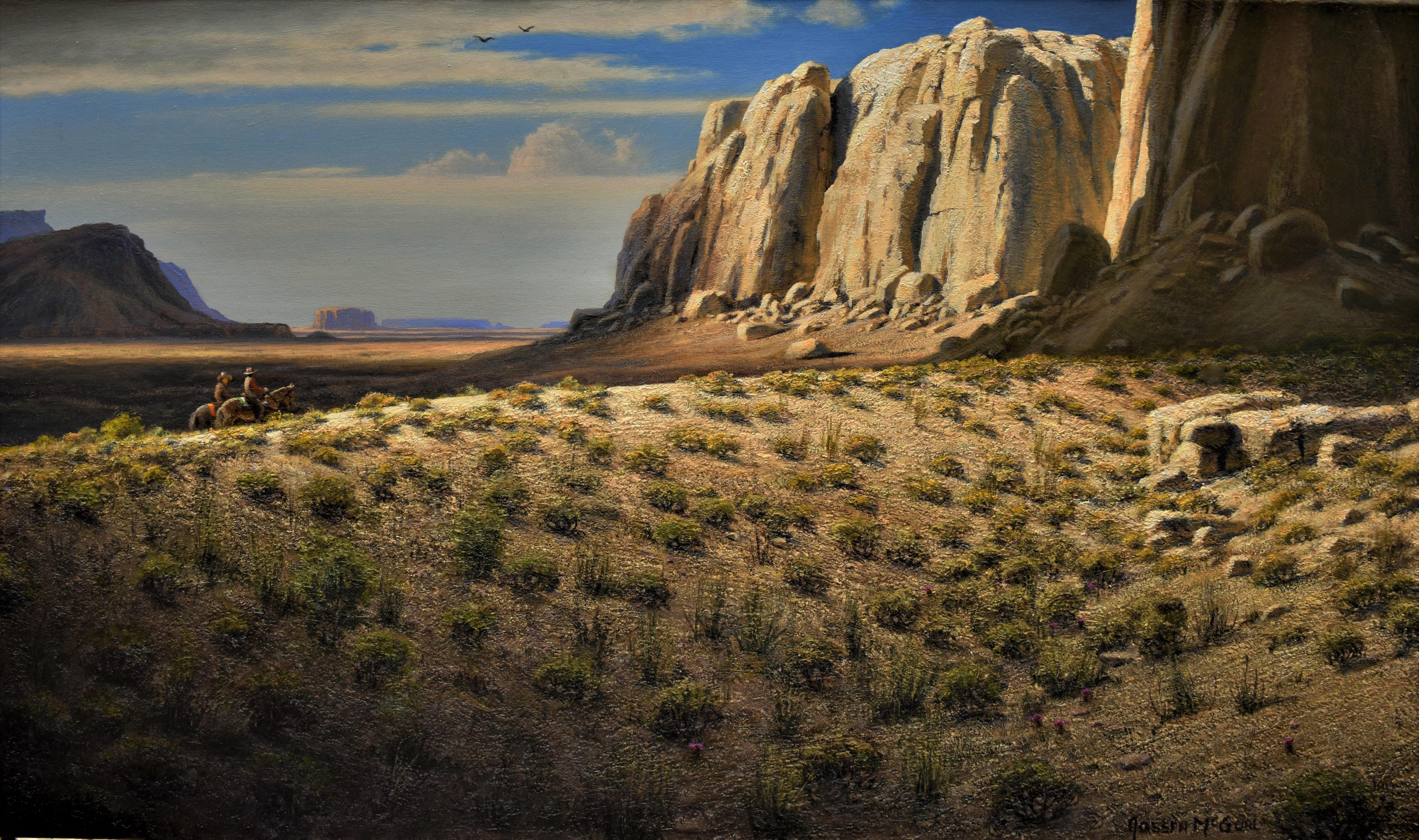Joseph McGurl Landscape Painting - Riders Through Time and Space