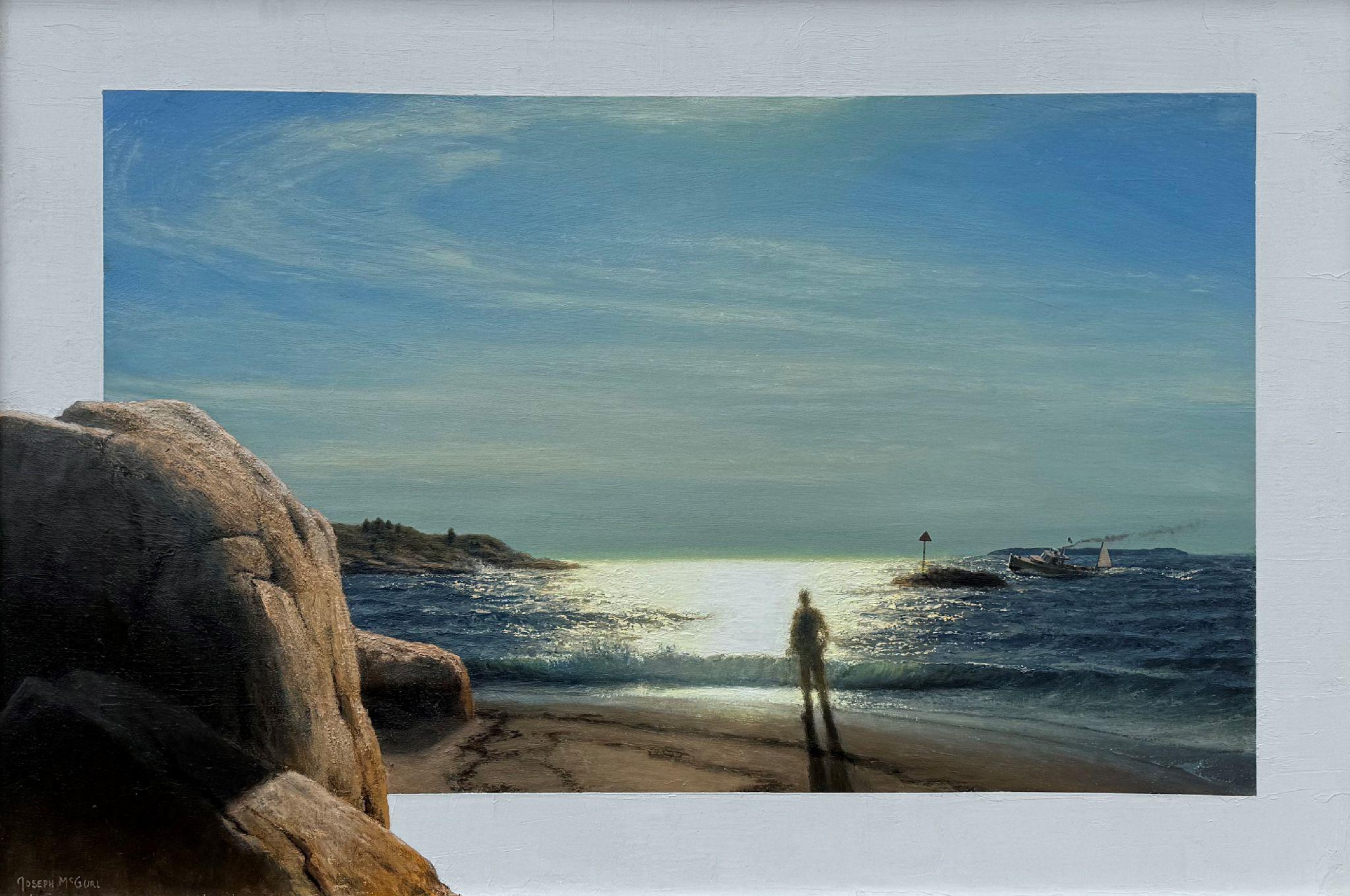 Joseph McGurl Landscape Painting – The Lights on the Sea
