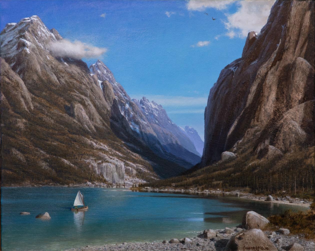 The Sailing Canoe, Tetons - Painting by Joseph McGurl