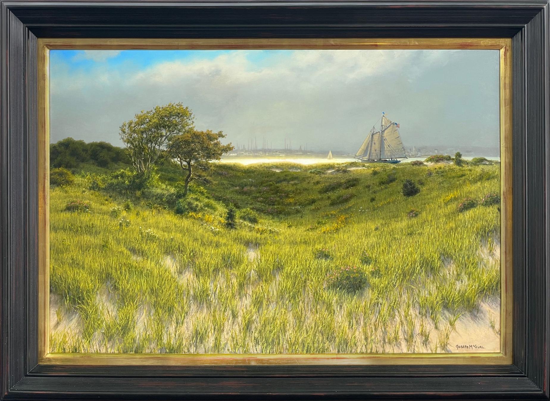 View from Coatue, Lifting Fog, Afternoon Sun - Painting by Joseph McGurl
