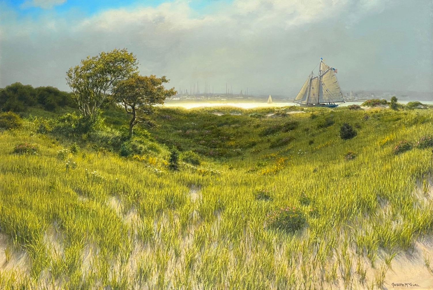 Joseph McGurl Landscape Painting - View from Coatue, Lifting Fog, Afternoon Sun