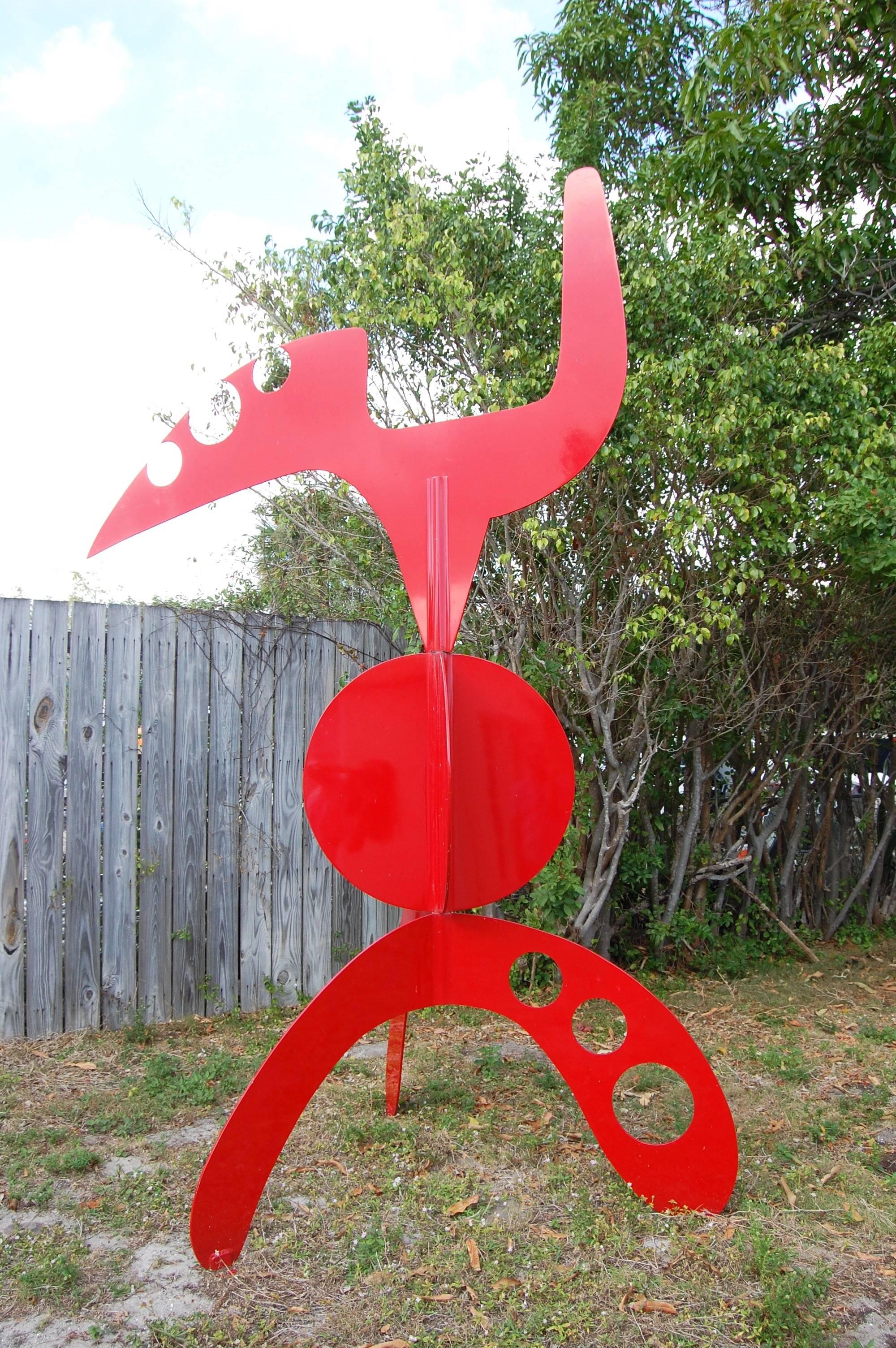 Planeta X  Escultura grande de metal rojo - Sculpture Moderno de Joseph Meerbott