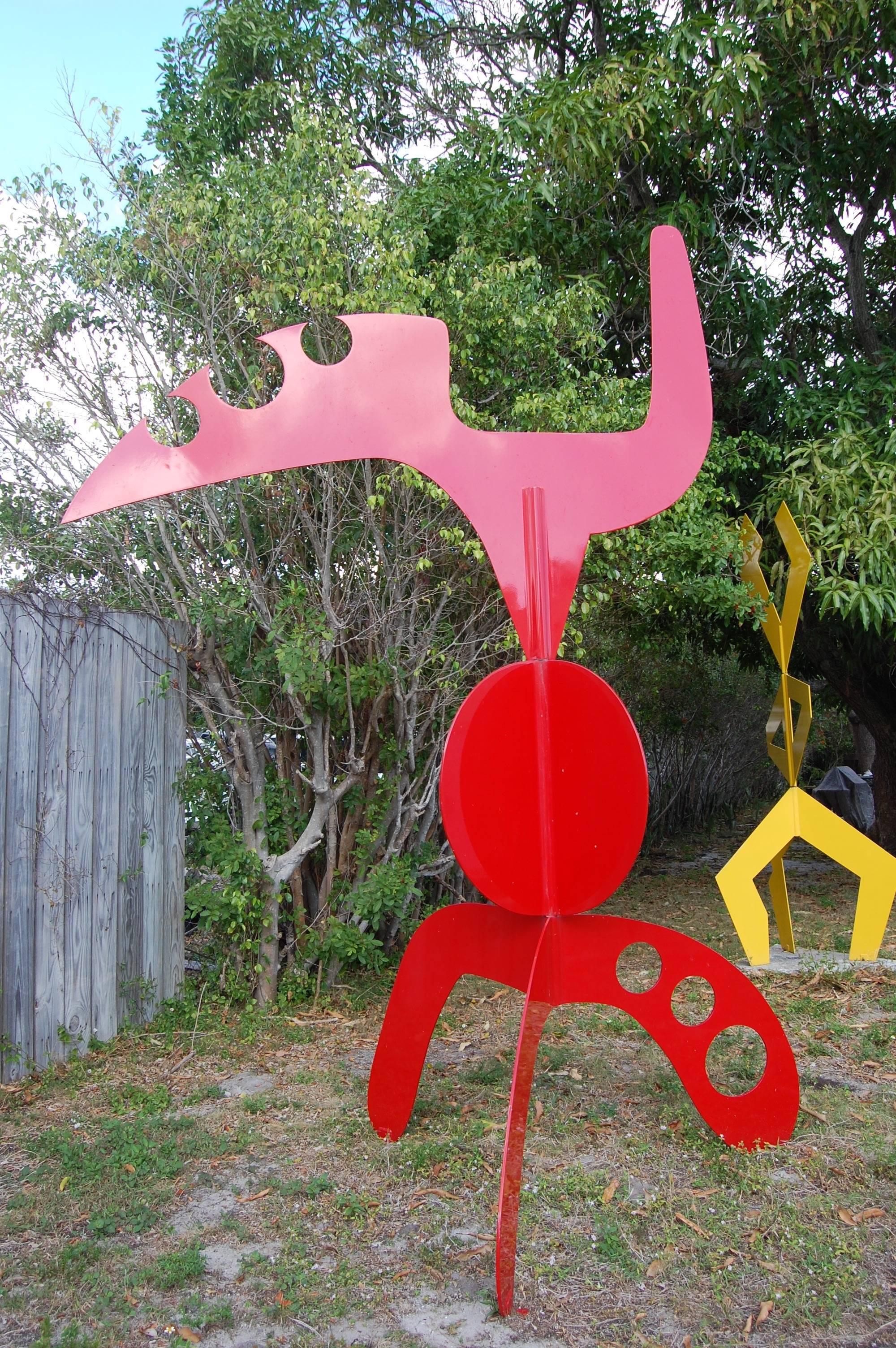 Planeta X  Escultura grande de metal rojo - Abstract Sculpture Marrón de Joseph Meerbott
