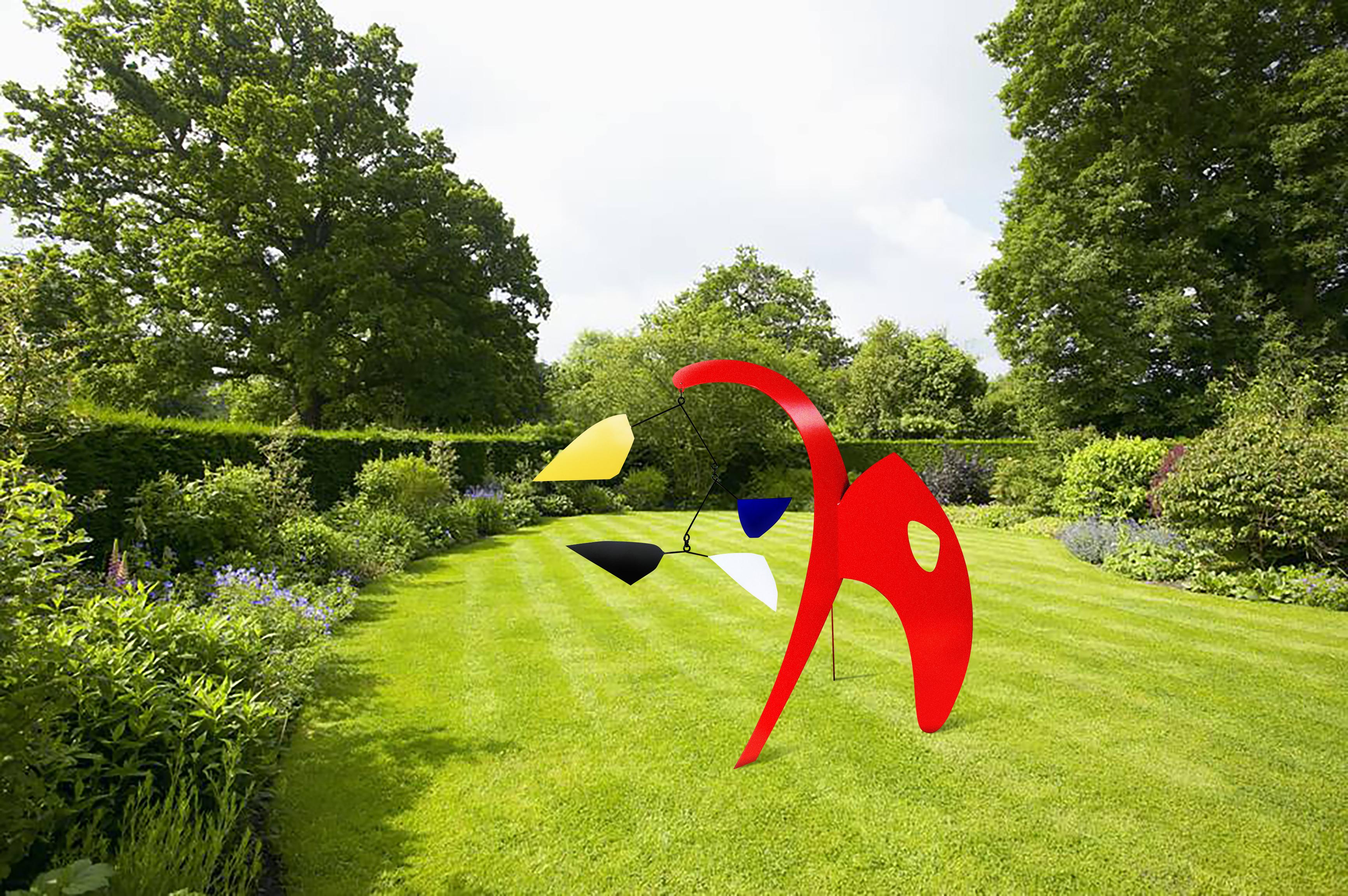Joseph Meerbott Abstract Sculpture - Red Anteater Garden Sculpture