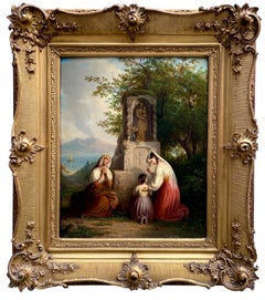 Insieme in preghiera" di Joseph Meganck ( 1807)  - 1891 ), firmato e datato 1845