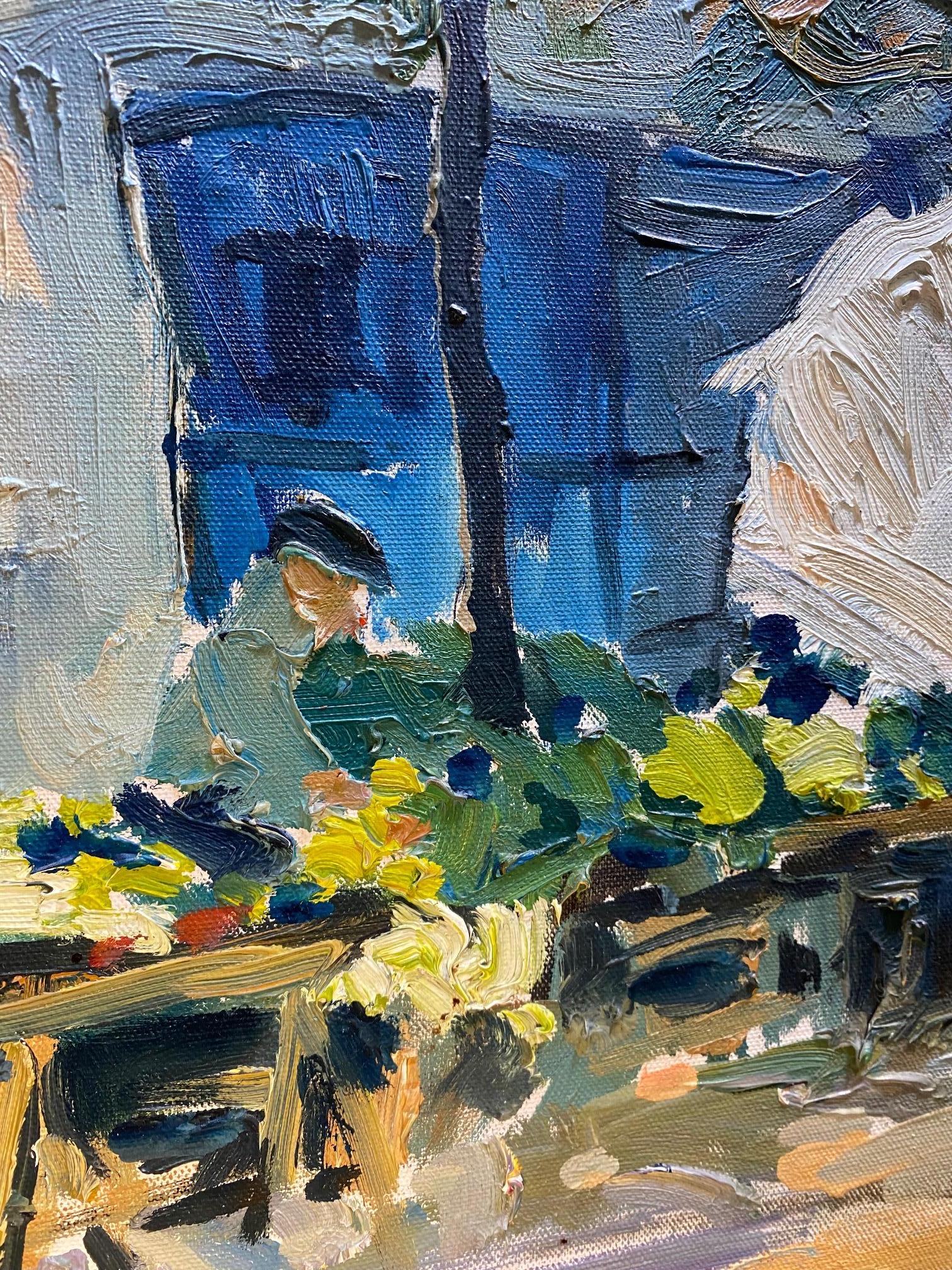 Plainpalais-Markt von Joseph Meneses - Öl auf Leinwand 60x80 cm im Angebot 1