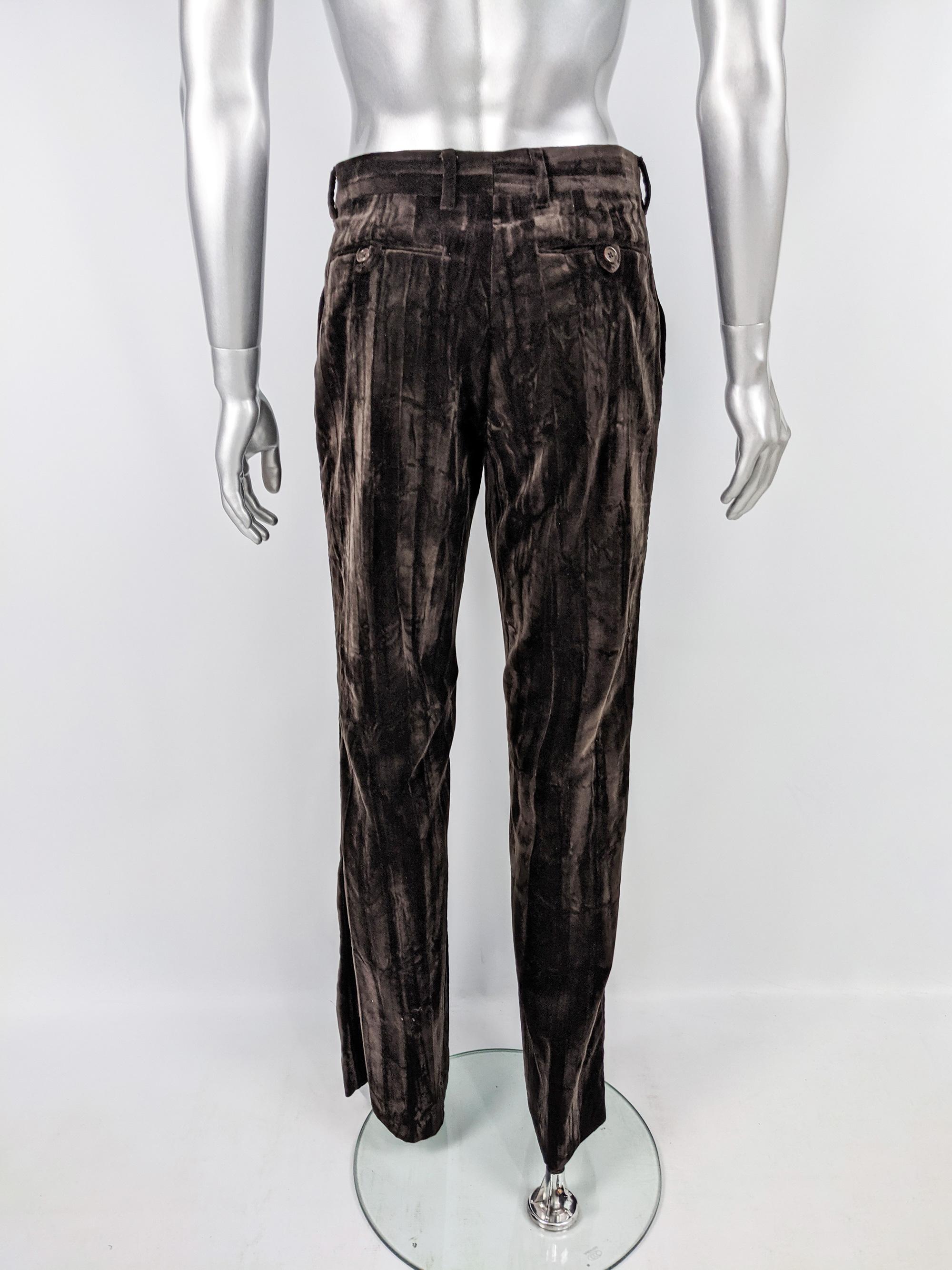 Black Joseph Mens Vintage Brown Velvet Trousers Pants