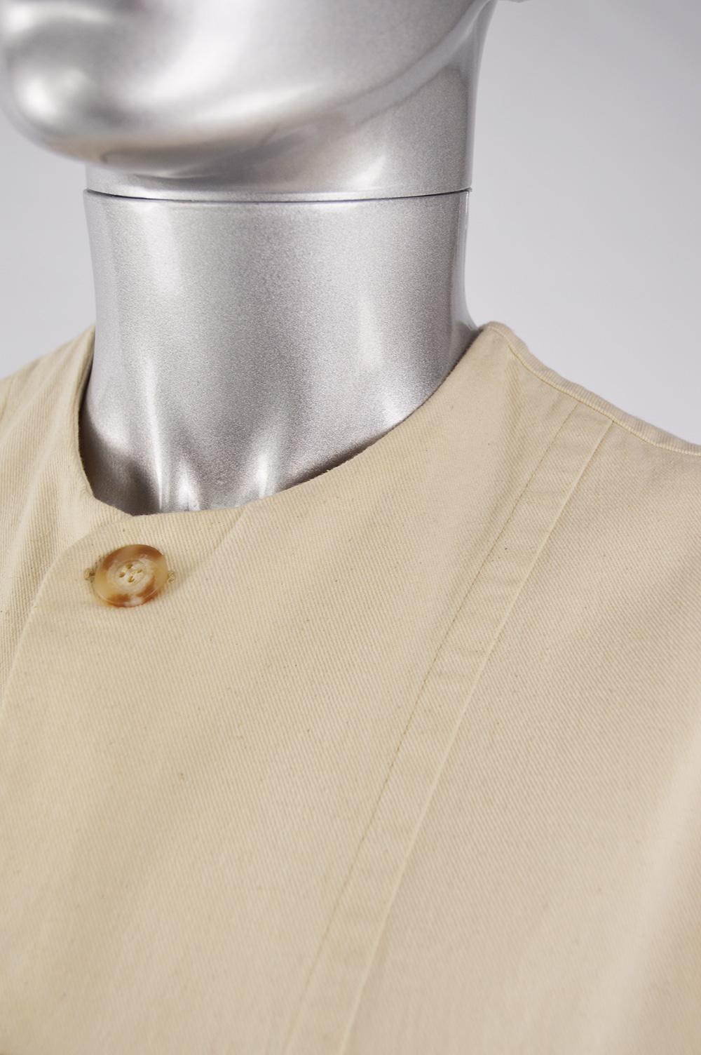 Joseph Men's Vintage Double Cloth Woven Beige Cotton Waistcoat Vest, 1980s For Sale 1