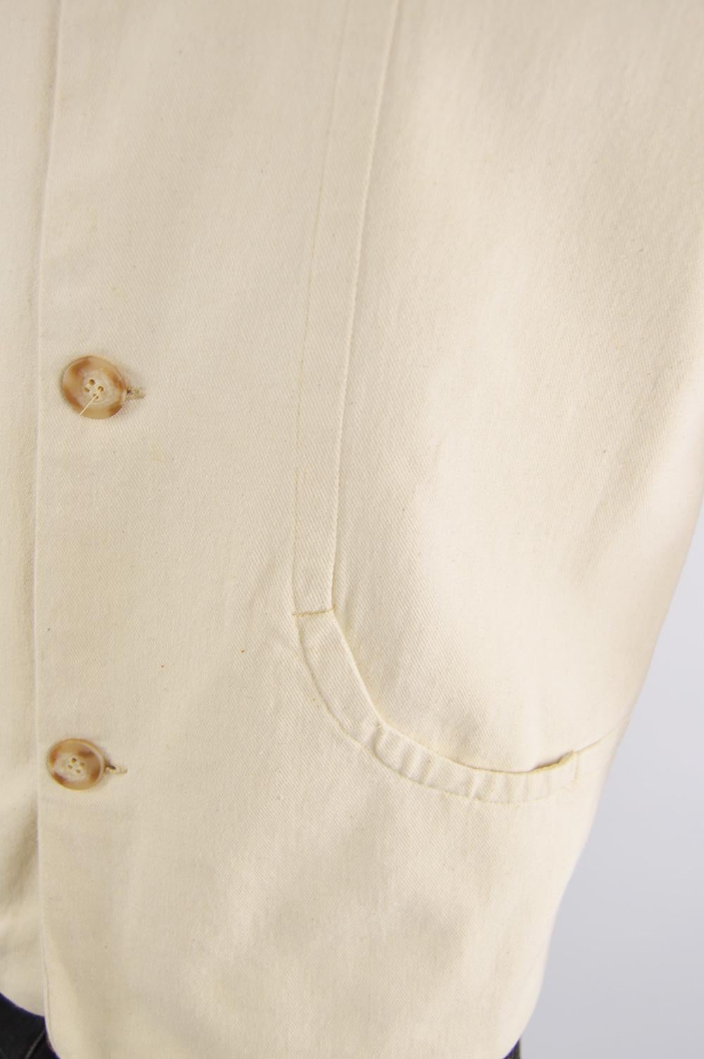 Joseph Men's Vintage Double Cloth Woven Beige Cotton Waistcoat Vest, 1980s For Sale 2