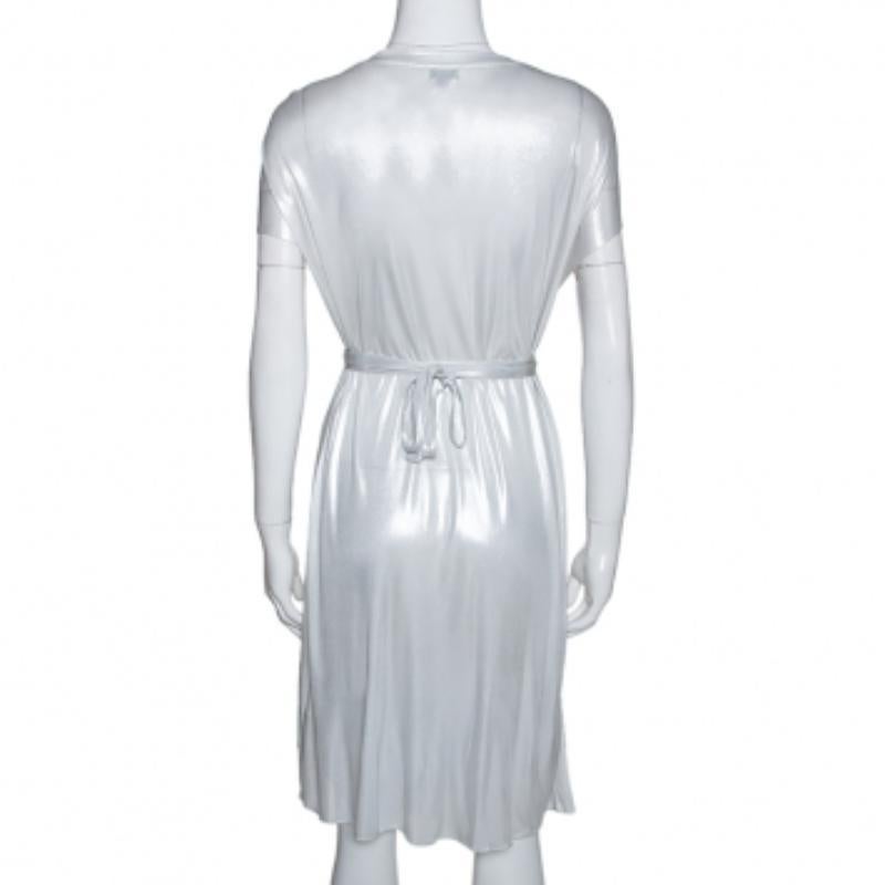 Argent Joseph Metallic Silver Draped Front Mini Dress S en vente