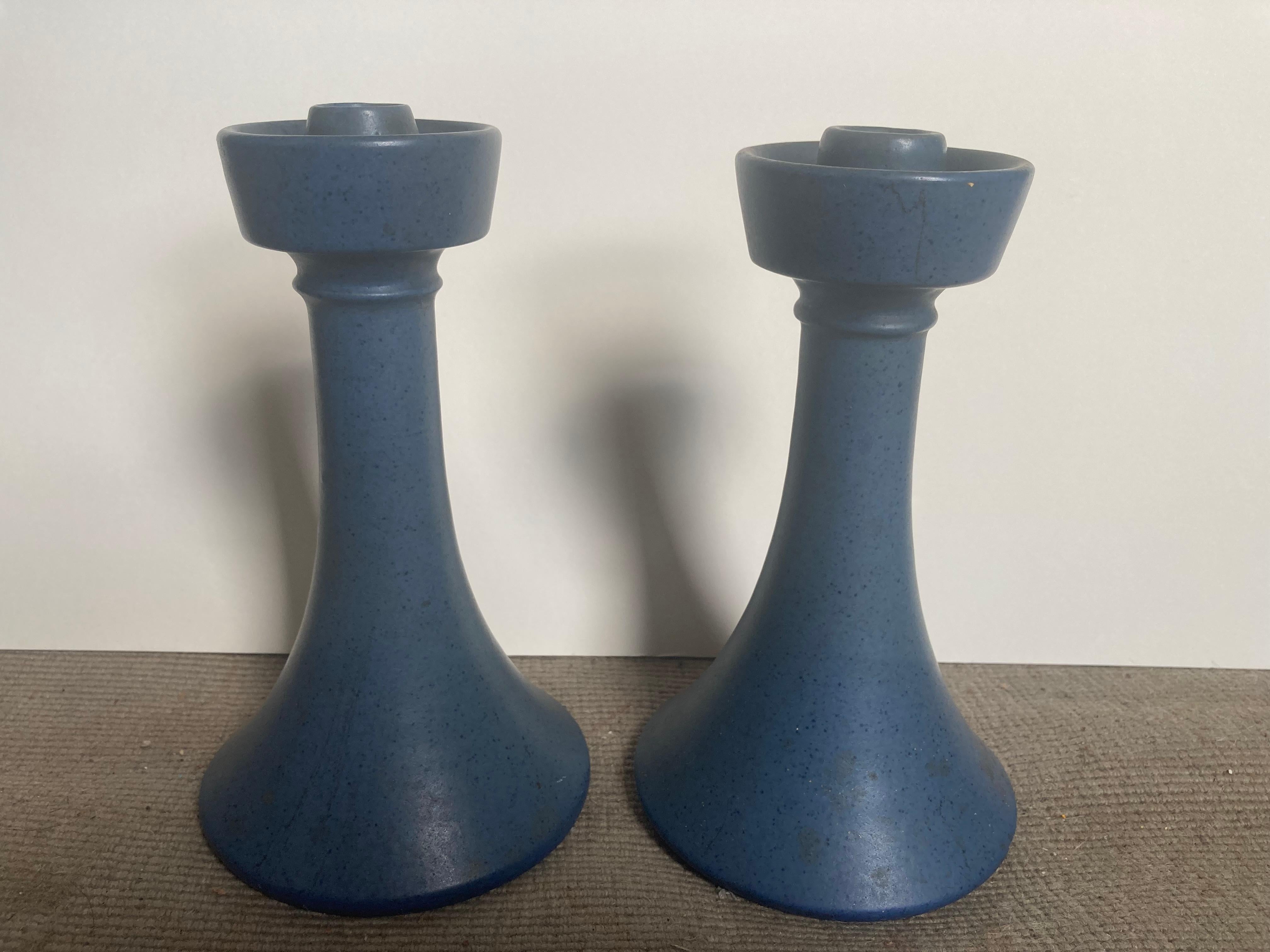Newcomb Pottery Candlesticks, Great Condition, Flowers Estate (New Orleans) - Mixed Media Art by Joseph Meyer
