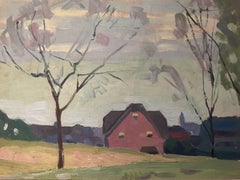 American Modernist Town Scene Painting by Pennsylvania artist Joseph M. Plavcan