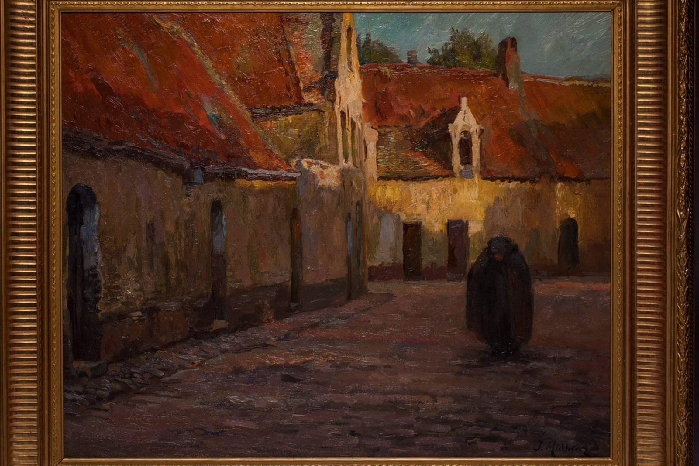 Neoclassical Joseph Middeleer Painting Brussels 1865-1934 Bruges For Sale