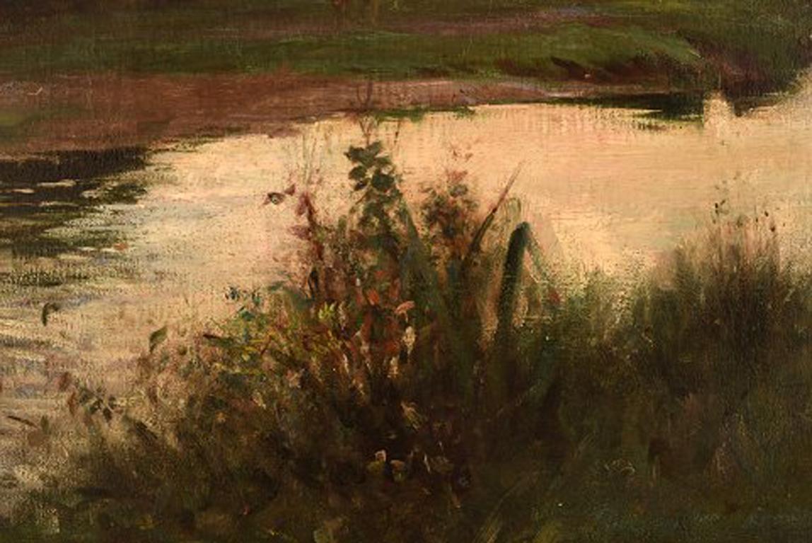Début du 20ème siècle Joseph Milne, 1861-1911, artiste anglais, paysage anglais avec vaches Grazing en vente
