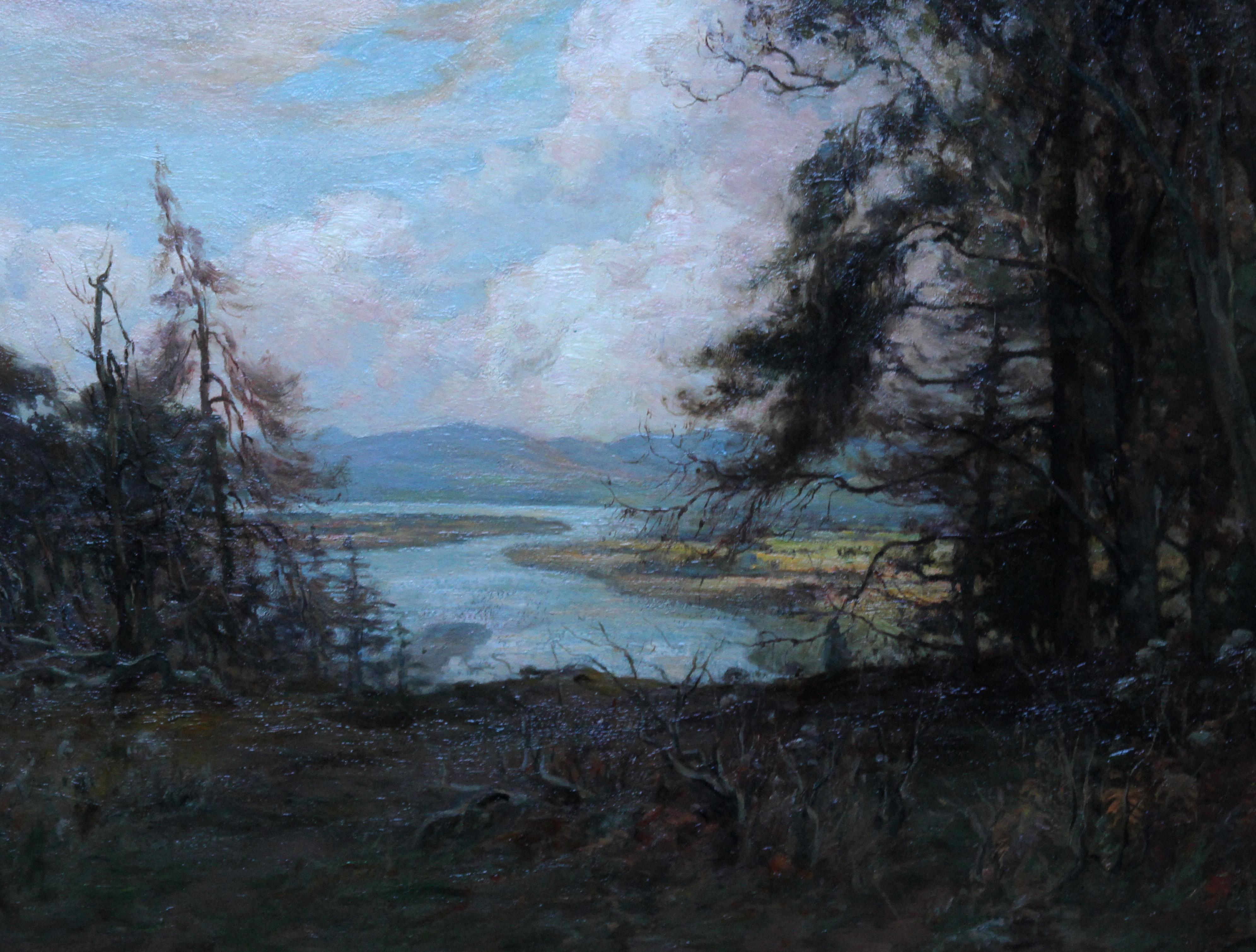 Fluss Tay Landschaft Schottland – schottische Kunst, viktorianisches impressionistisches Ölgemälde (Impressionismus), Painting, von Joseph Milne