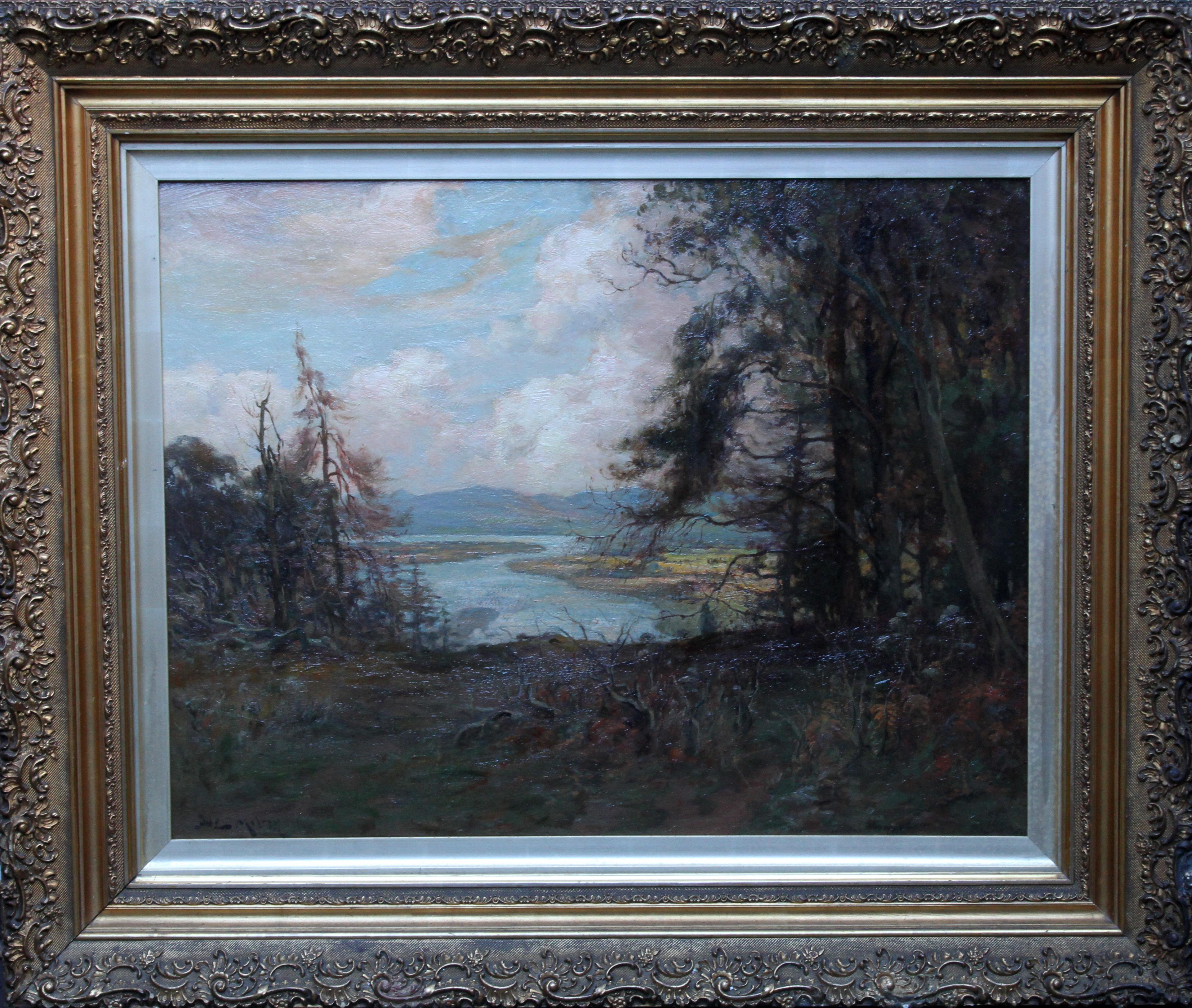 Joseph Milne Landscape Painting - River Tay Landscape Scotland - Scottish art Victorian Impressionist oil painting