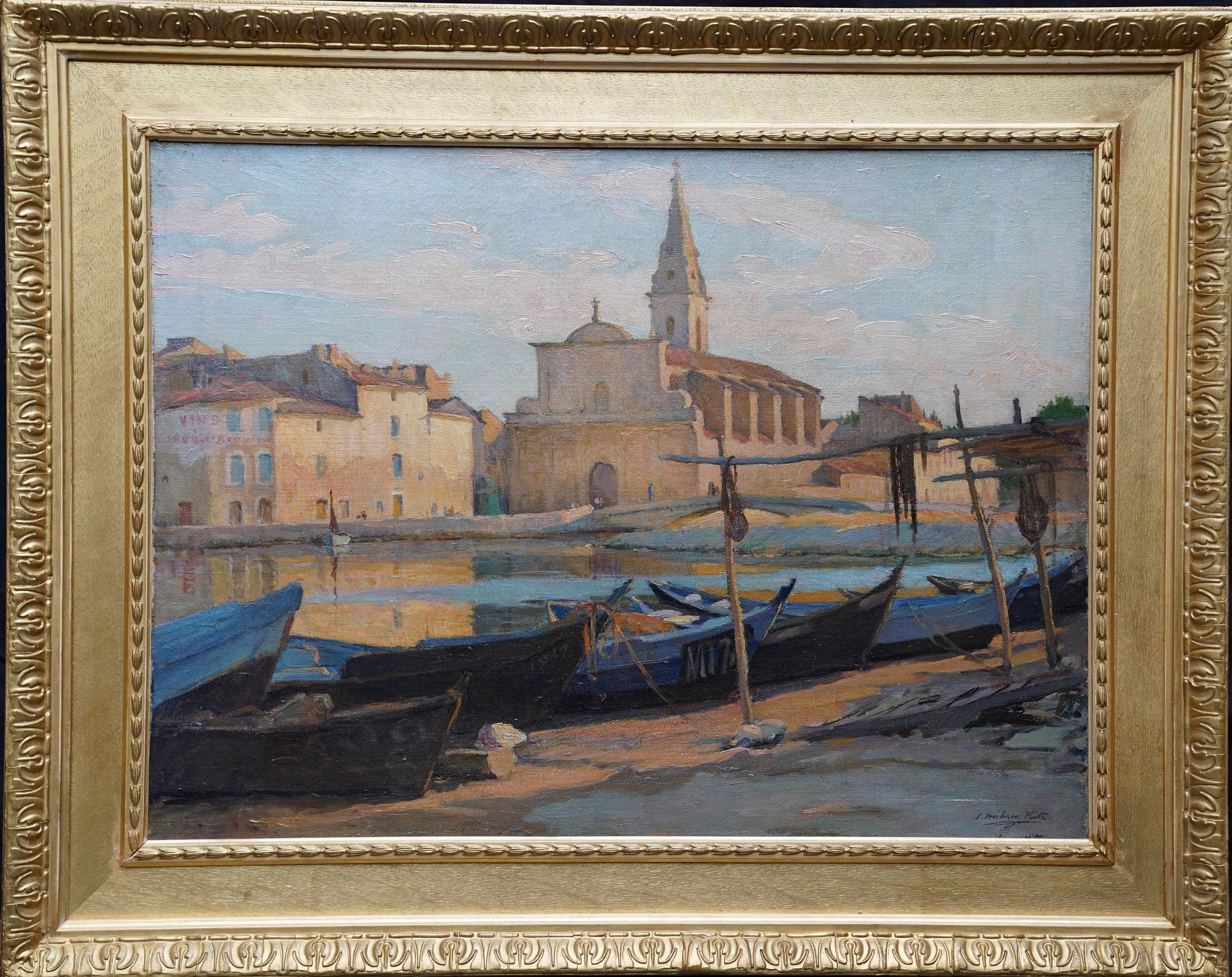 British Edwardian Canal Church Landscape Martigues France oil painting 6