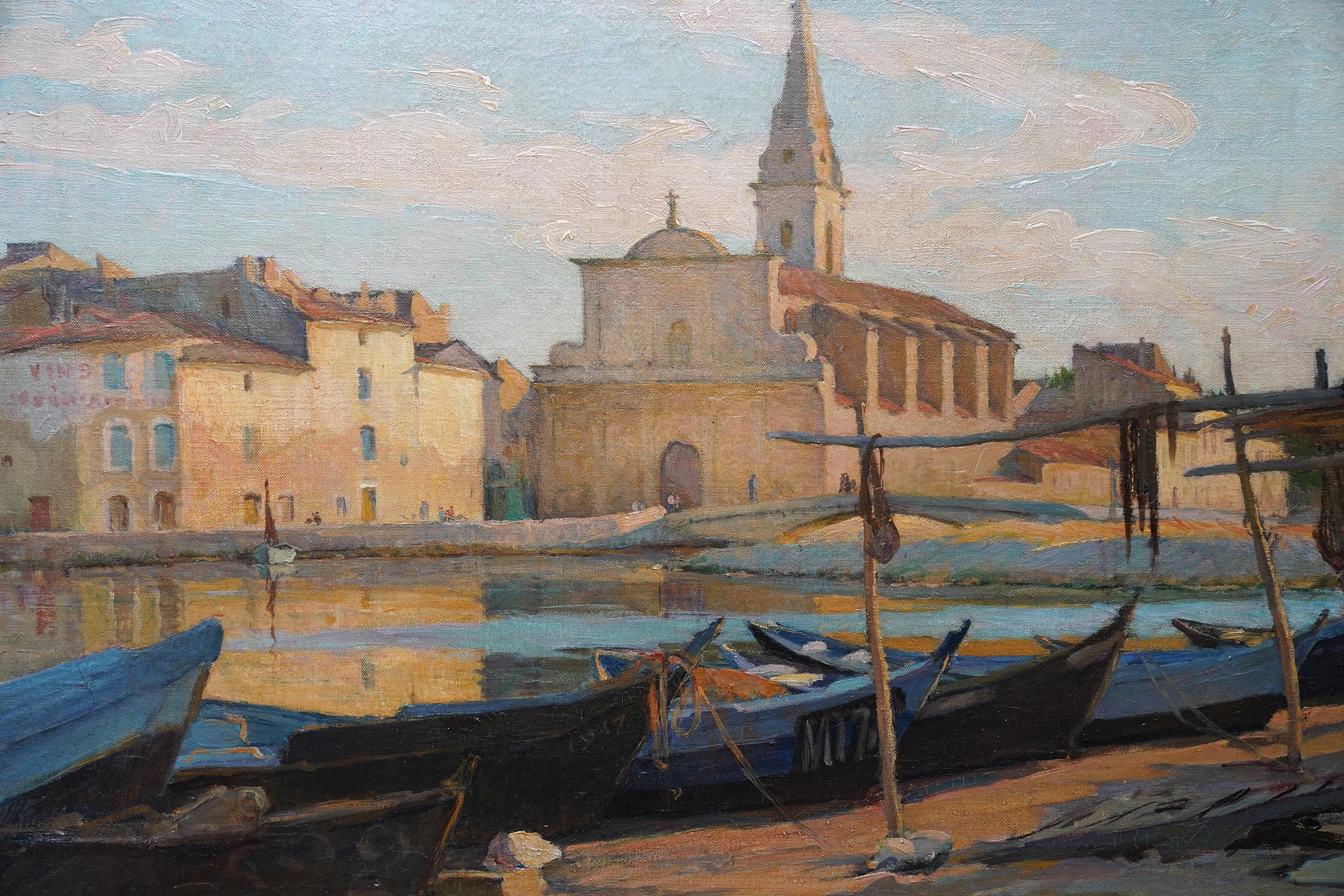 British Edwardian Canal Church Landscape Martigues France oil painting - Impressionist Painting by Joseph Milner Kite