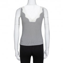 Joseph Monochrome Striped Knit Lace Trim Camisole Top XS