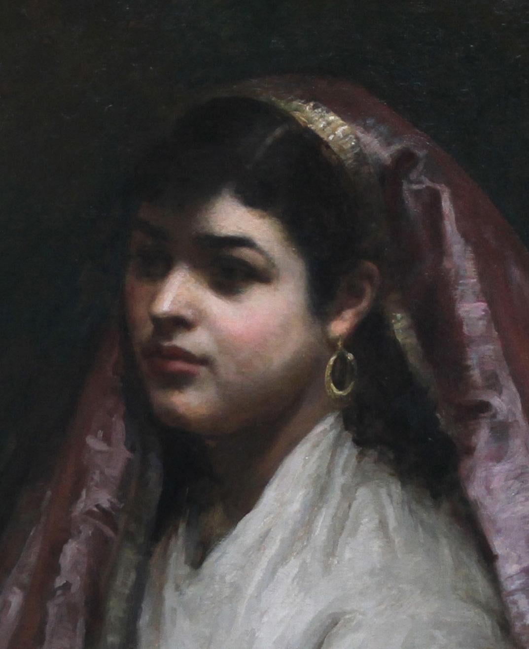 Arabian Beauty - British Orientalist exh art portrait oil painting Jewish artist For Sale 1