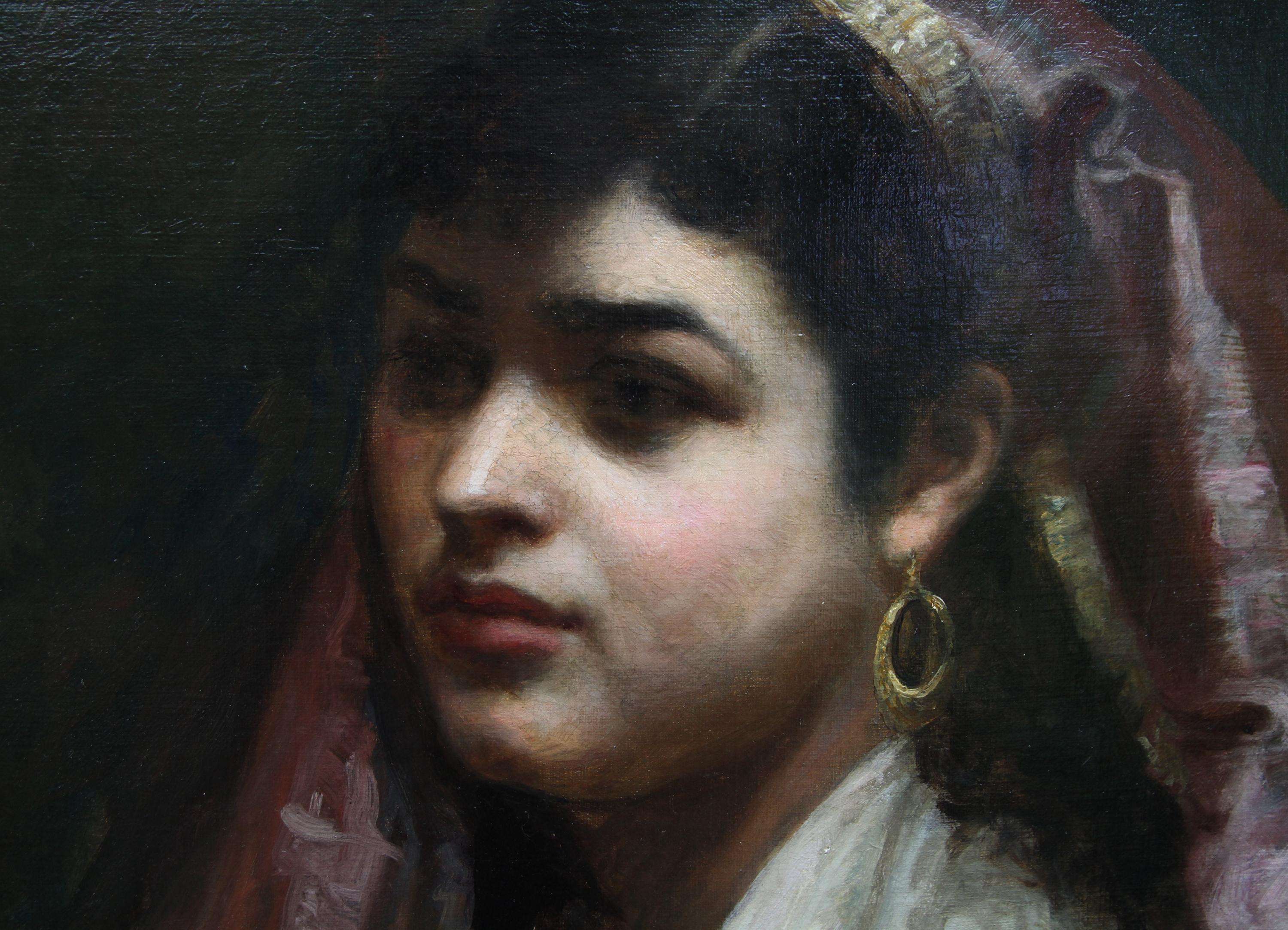 Arabian Beauty - British Orientalist exh art portrait oil painting Jewish artist For Sale 2