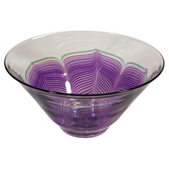 Bol à plumes tirées Joseph Morel pour Zellique, American Studio Art Glass, 1988