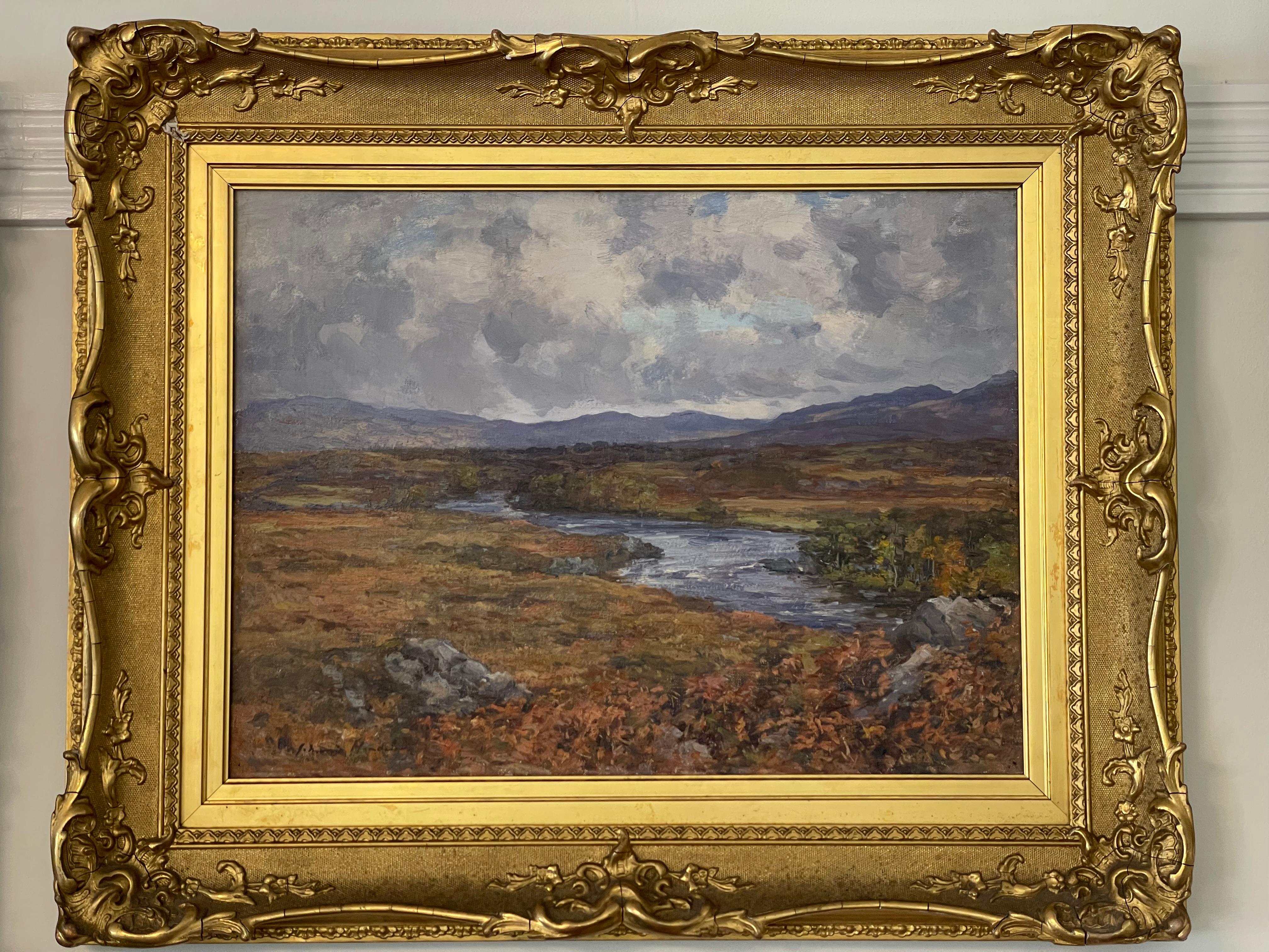 Joseph Morris Henderson Landscape Painting - Autumnal River Scene