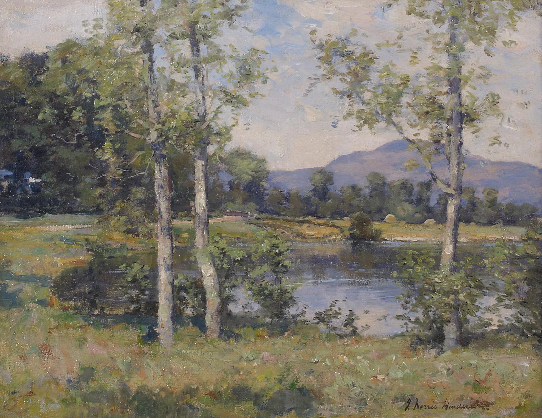 Ben Lomond from near Luss - Peinture de paysage écossais avec arbres et montagne - Painting de Joseph Morris Henderson