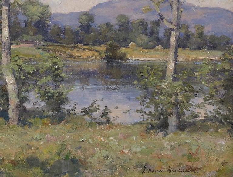 'Ben Lomond from near Luss' Scottish Landscape painting with trees, mountain - Impressionist Painting by Joseph Morris Henderson