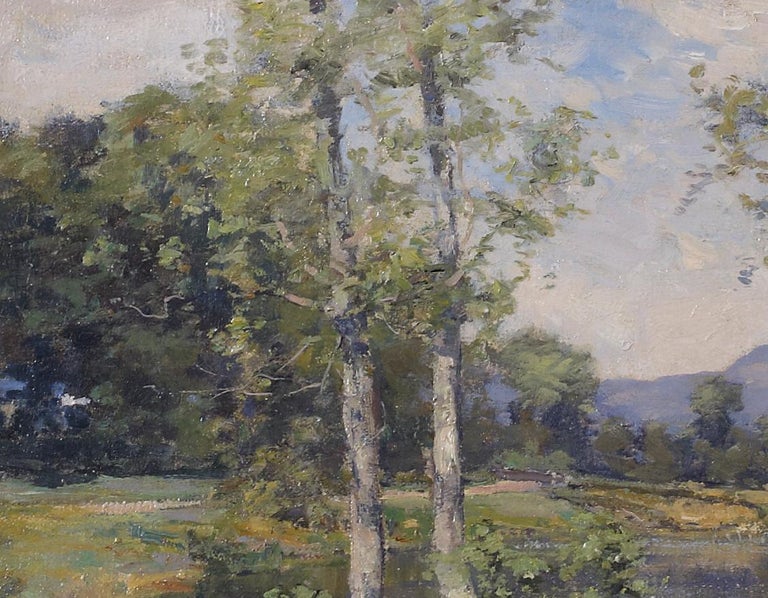 'Ben Lomond from near Luss' Scottish Landscape painting with trees, mountain - Gray Landscape Painting by Joseph Morris Henderson