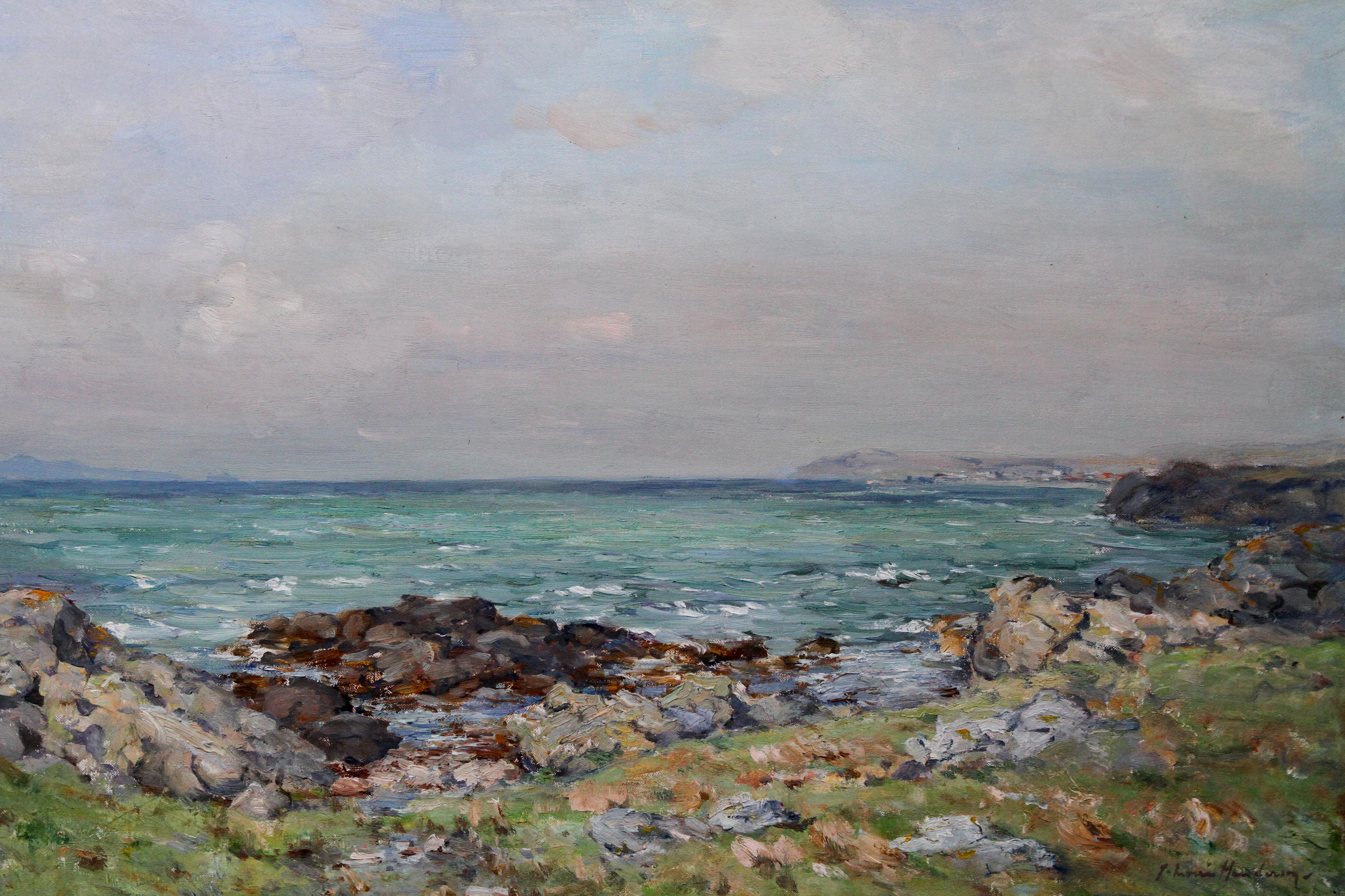 Downan Shore Ballantrae - Scottish Impressionist oil painting sea view seascape - Painting by Joseph Morris Henderson