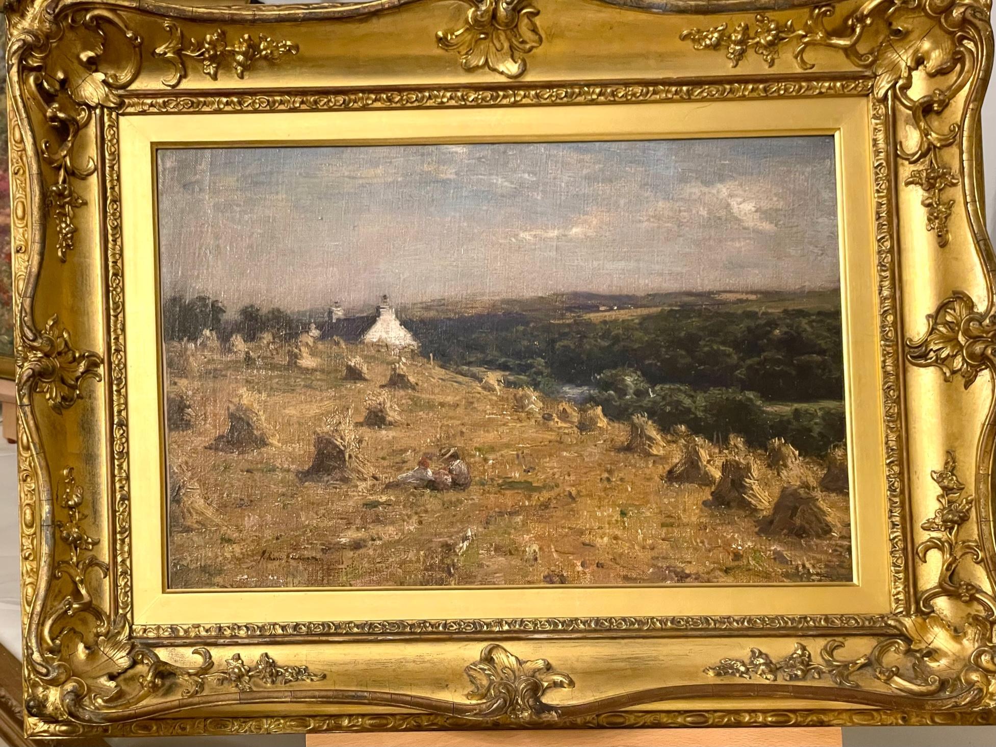 Joseph Morris Henderson Landscape Painting -   Harvest Time with Croft and Haystacks