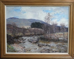 Balquhidder Moorland Stream - Impressionniste écossais  1923 exposition peinture à l'huile 