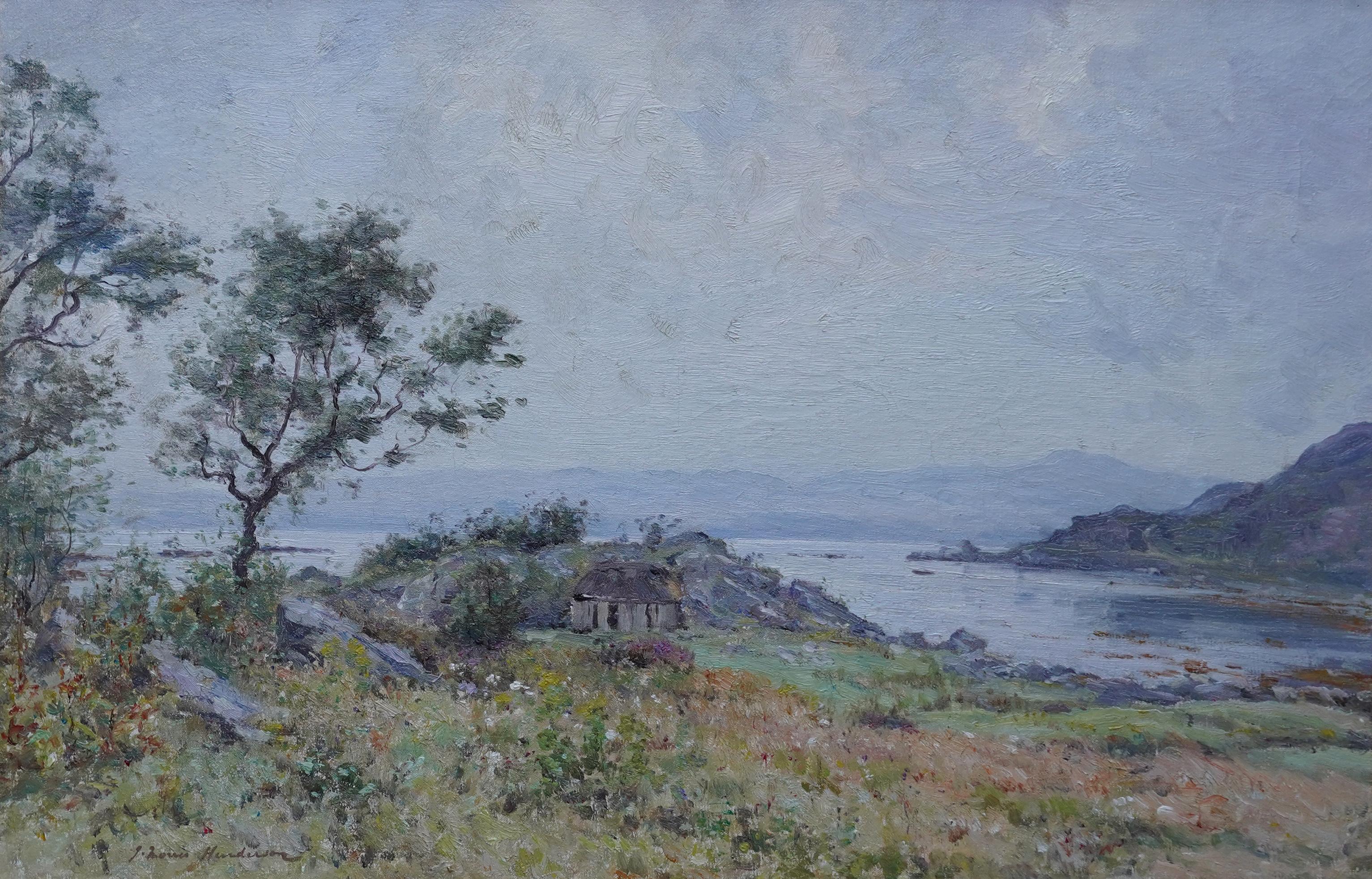 Peinture à l'huile impressionniste victorienne de paysage du Perthshire avec vue sur la côte écossaise  - Painting de Joseph Morris Henderson