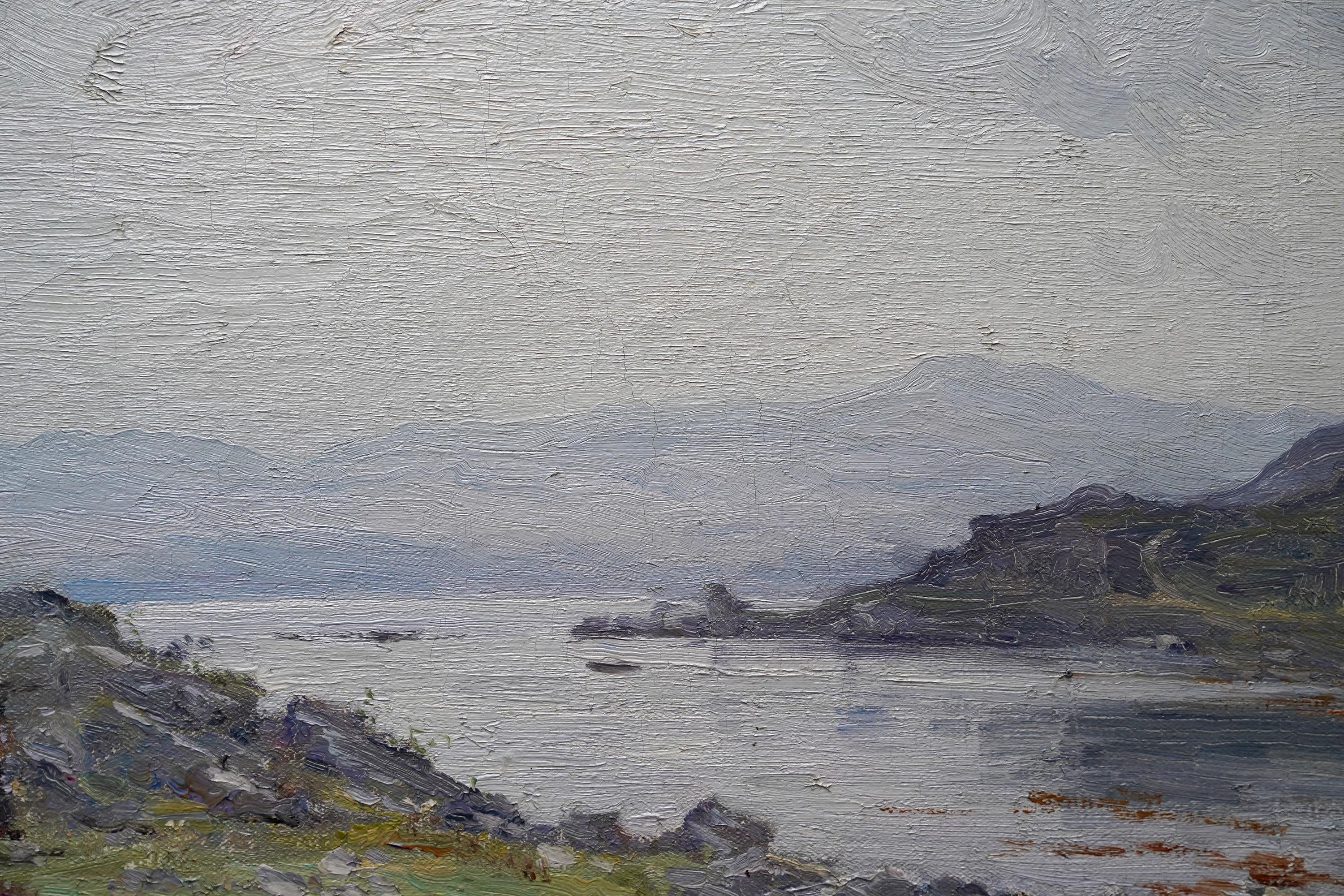 Peinture à l'huile impressionniste victorienne de paysage du Perthshire avec vue sur la côte écossaise  en vente 2