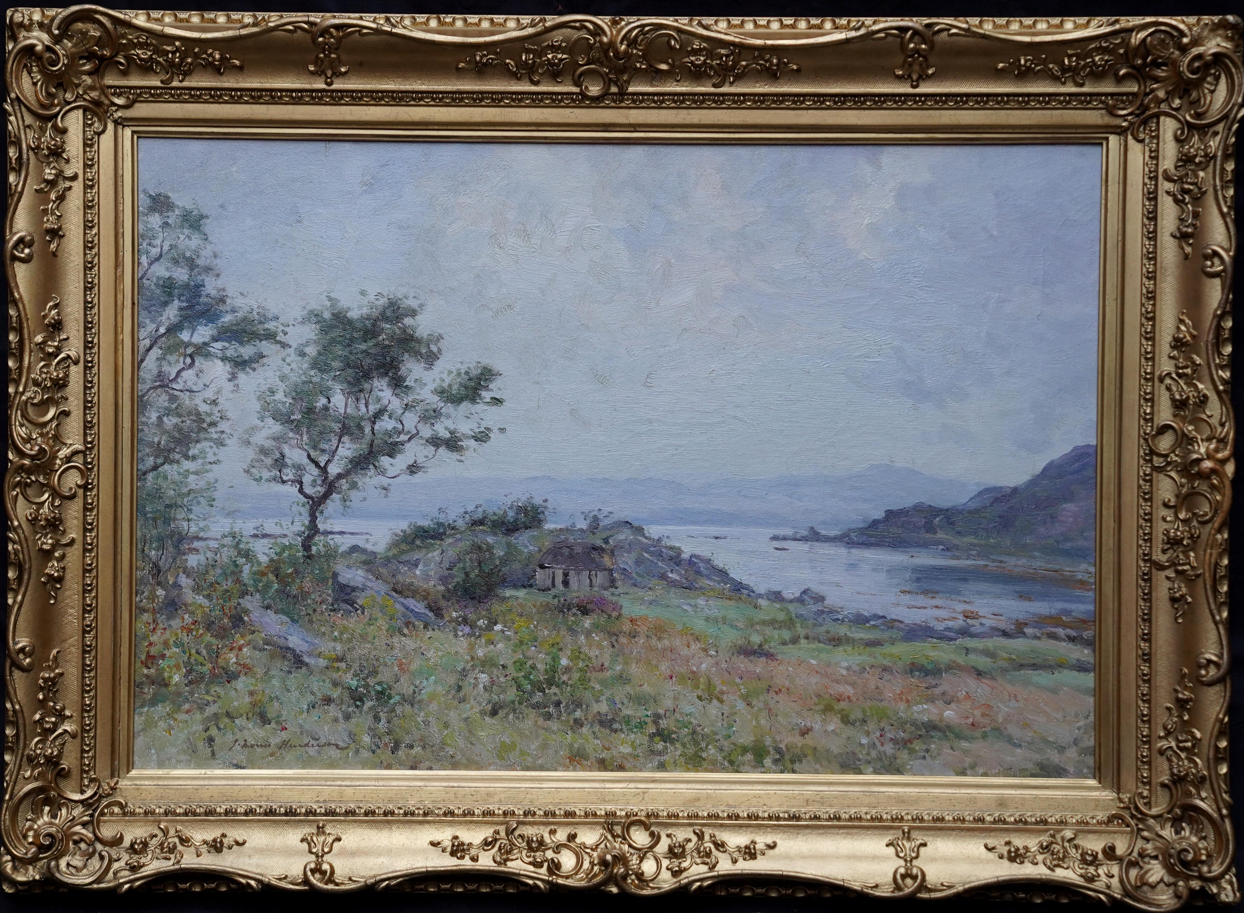 Landscape Painting Joseph Morris Henderson - Peinture à l'huile impressionniste victorienne de paysage du Perthshire avec vue sur la côte écossaise 