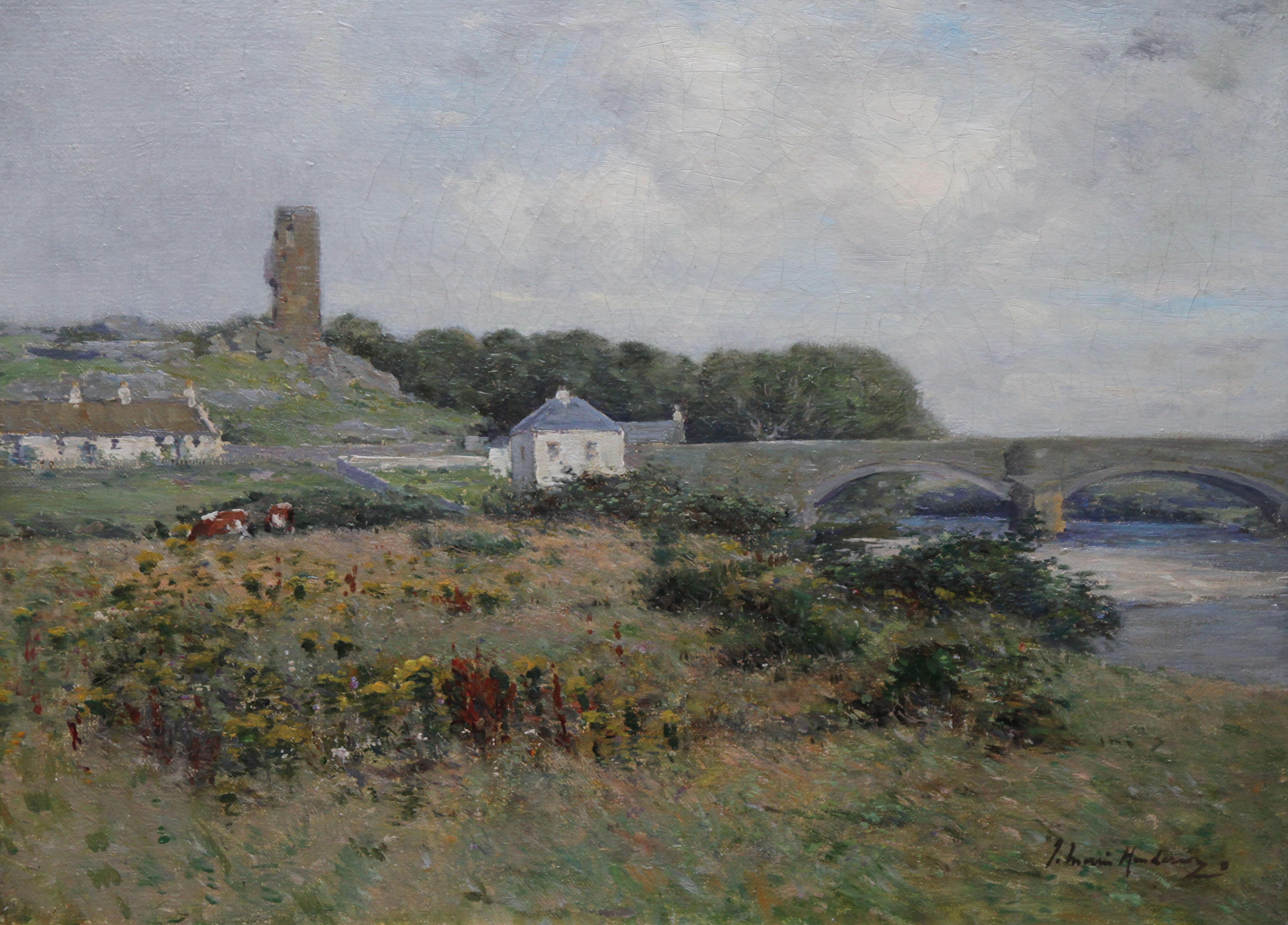 The Auld Brig Ballantrae - Scottish 19thC Impressionist landscape oil painting - Painting by Joseph Morris Henderson