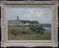 The Auld Brig Ballantrae - Scottish 19thC Impressionist landscape oil painting