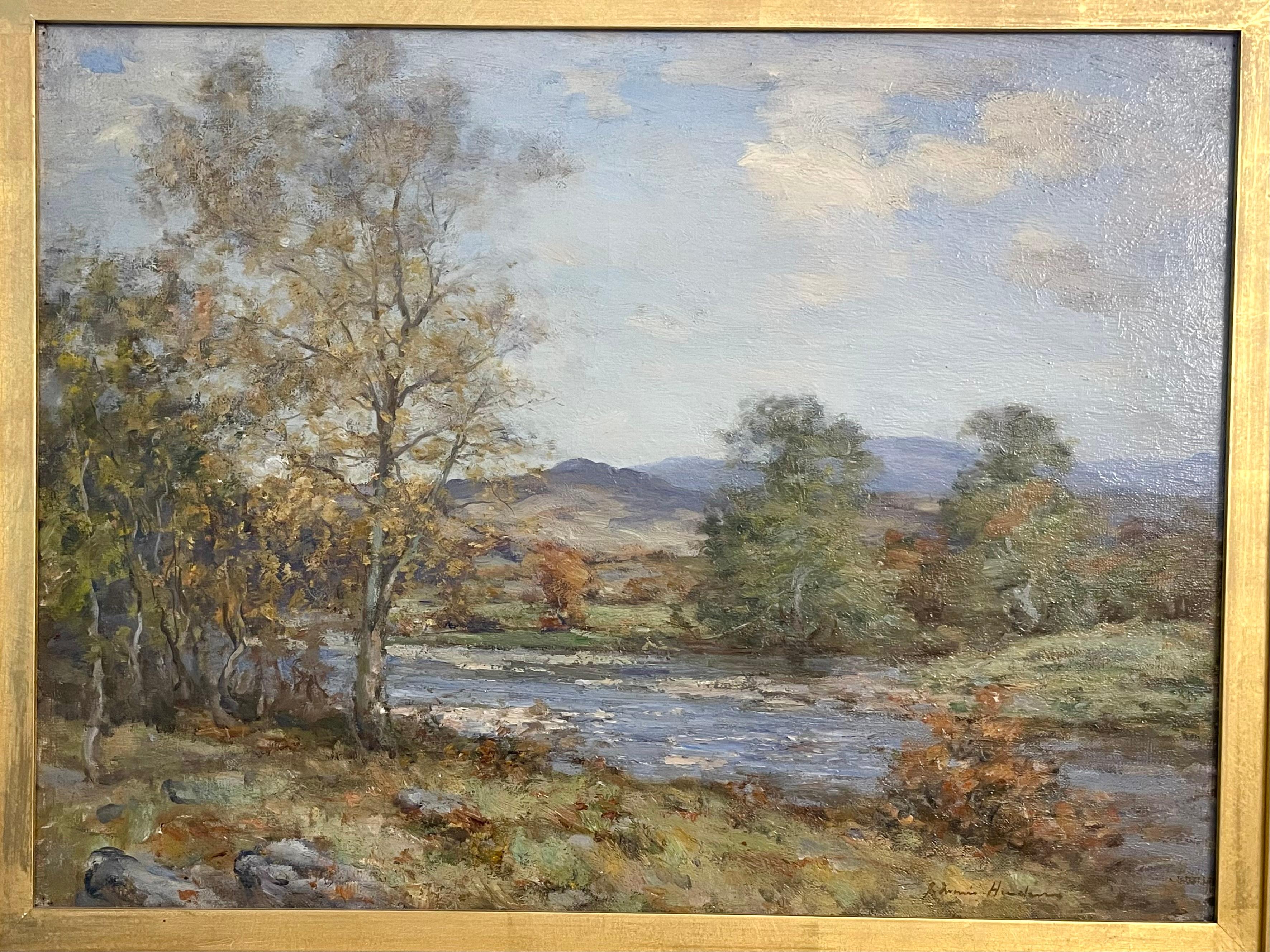 Landscape Painting Joseph Morris Henderson - The River in October, Scotland circa 1900