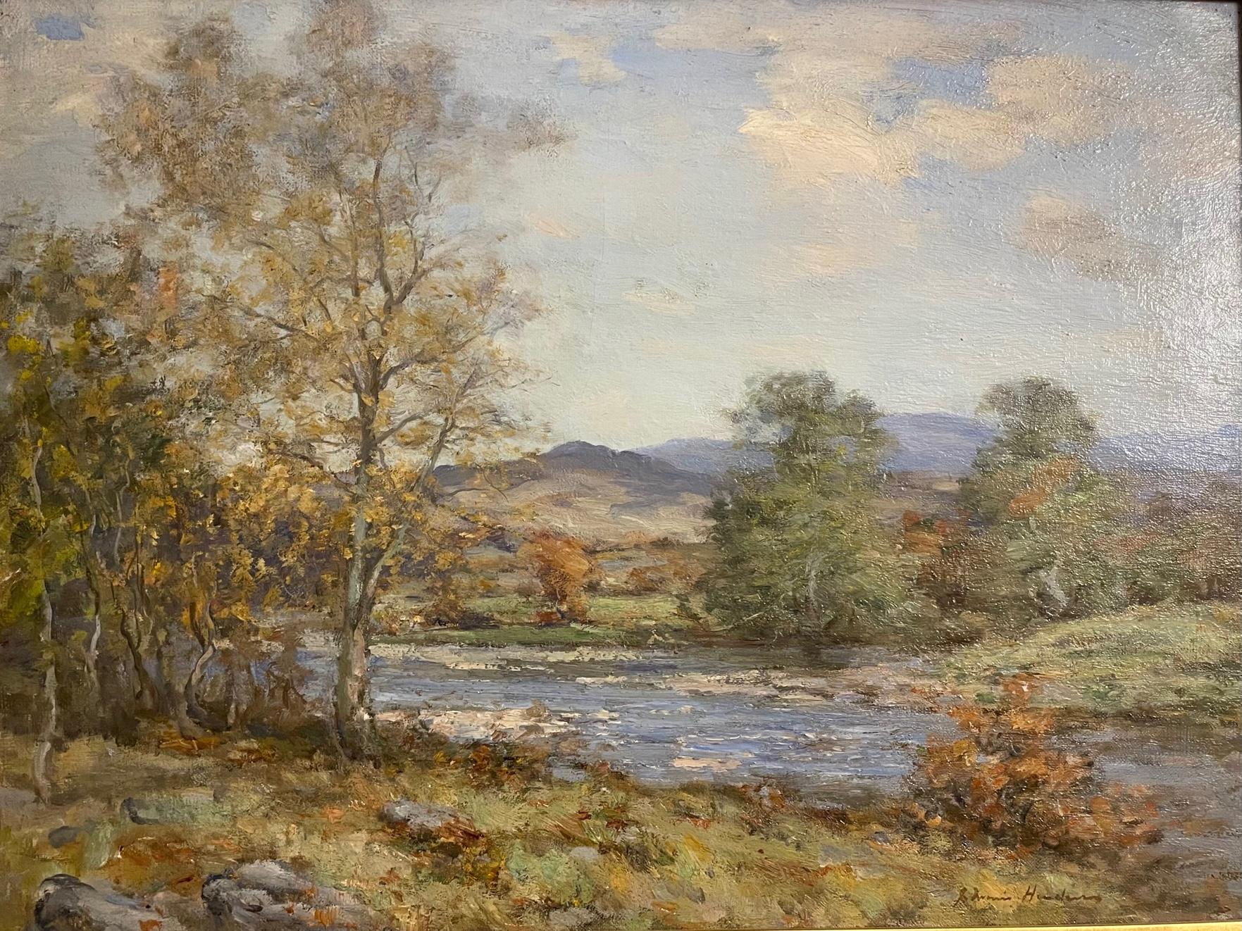 The River in October, Scotland circa 1900 - Impressionnisme Painting par Joseph Morris Henderson