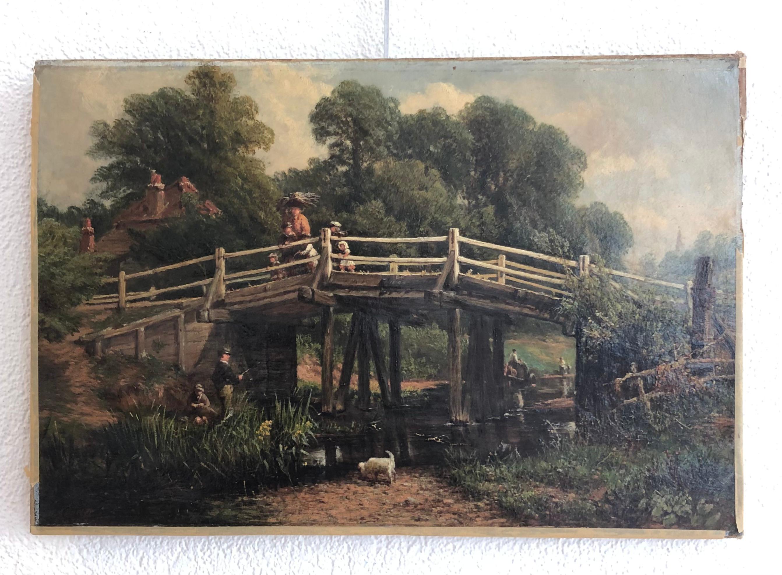 Paysage rural animé - Painting de Joseph-Moseley Barber