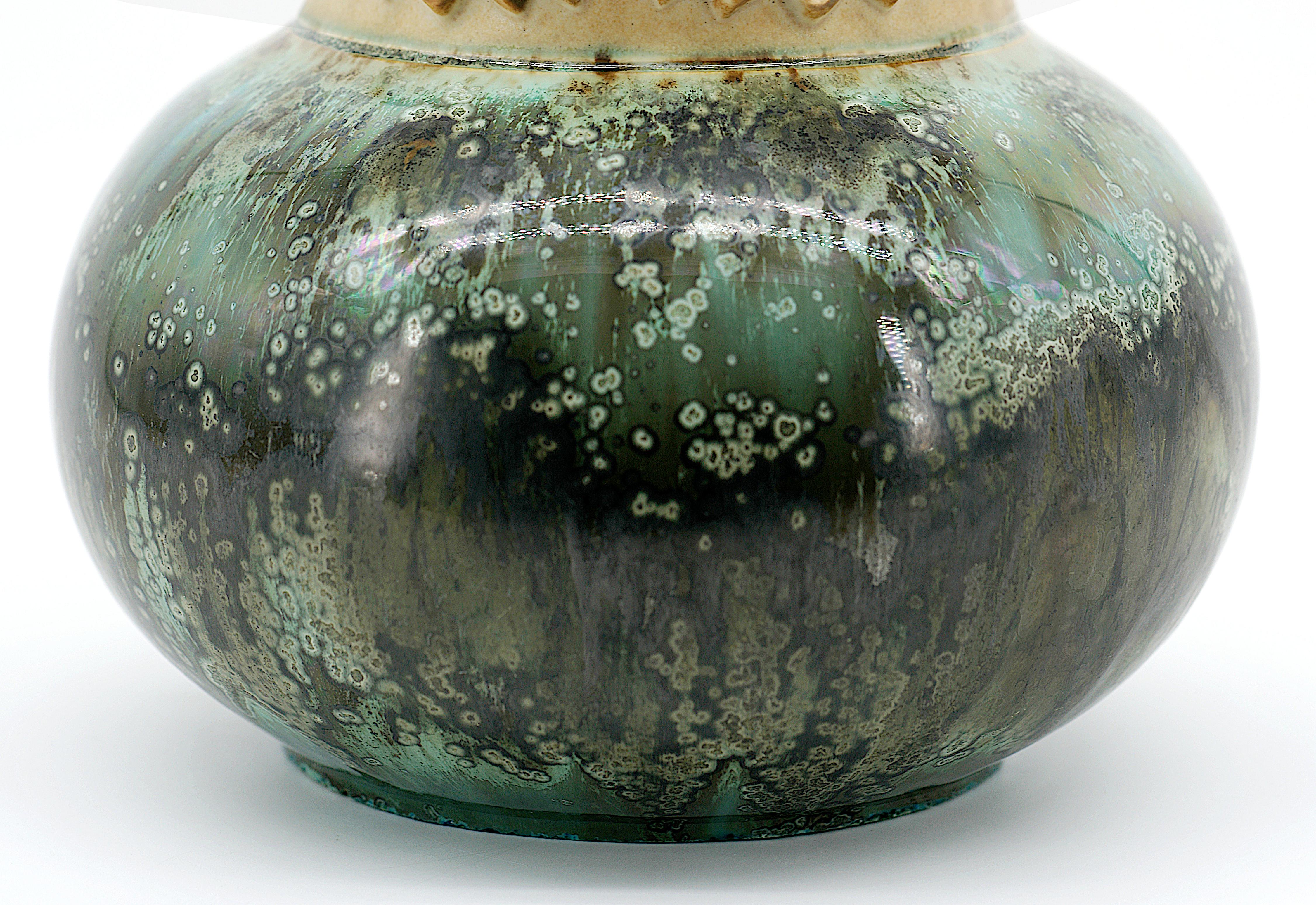 Joseph Mougin French Art Deco Stoneware Vase, Pinecones, Ca.1930 For Sale 5